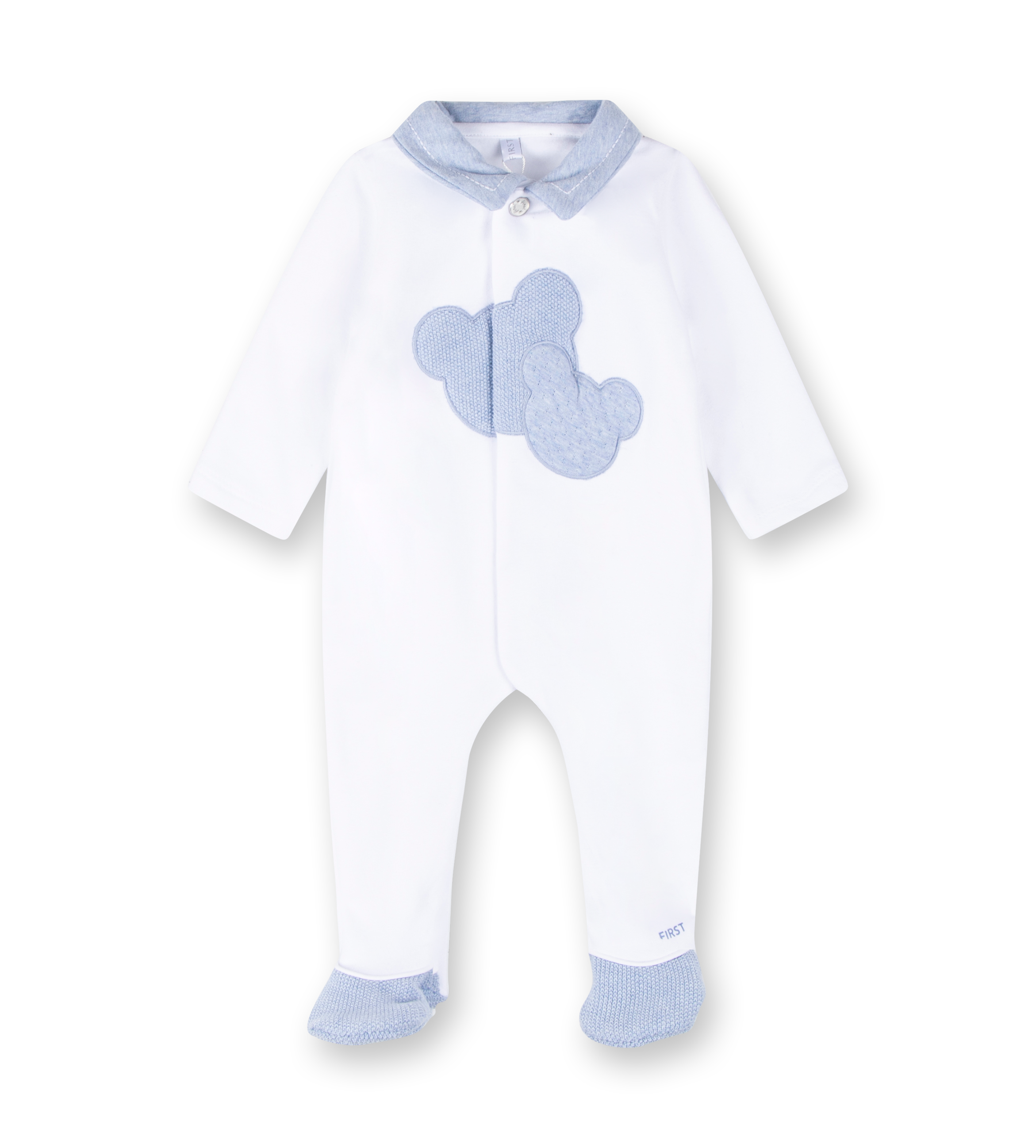 Bear Bodysuit White/Azzuro