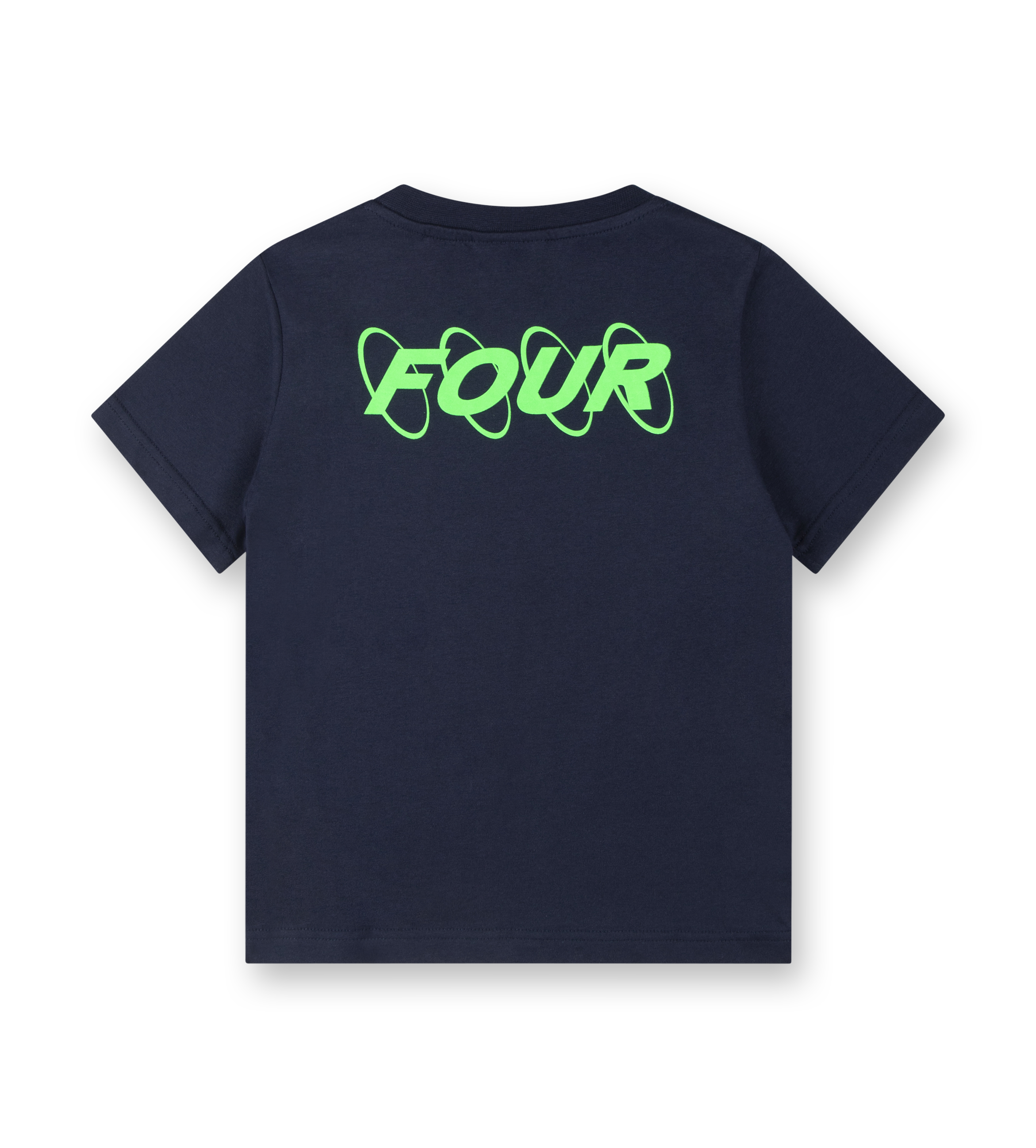 Neon Green Circles Logo T-shirt Marine Blue