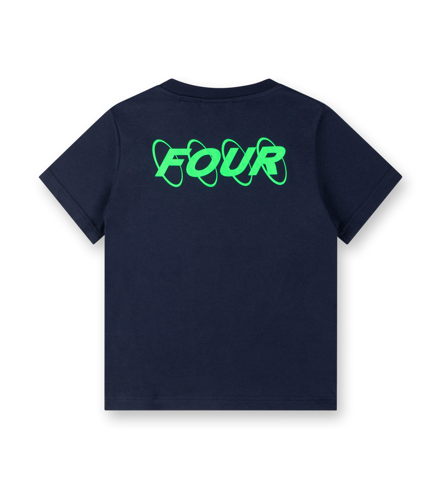 Neon Green Circles Logo T-shirt Marine Blue