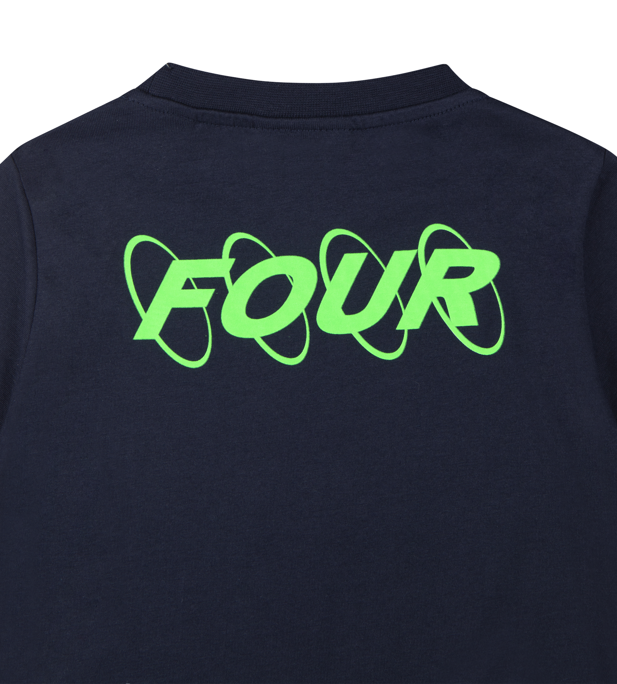 Neon Green Circles Logo T-shirt Marine Blue