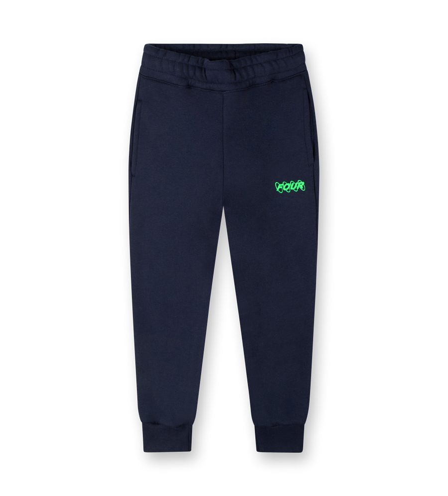 Neon Green Circles Logo Sweatpants Marine Blue