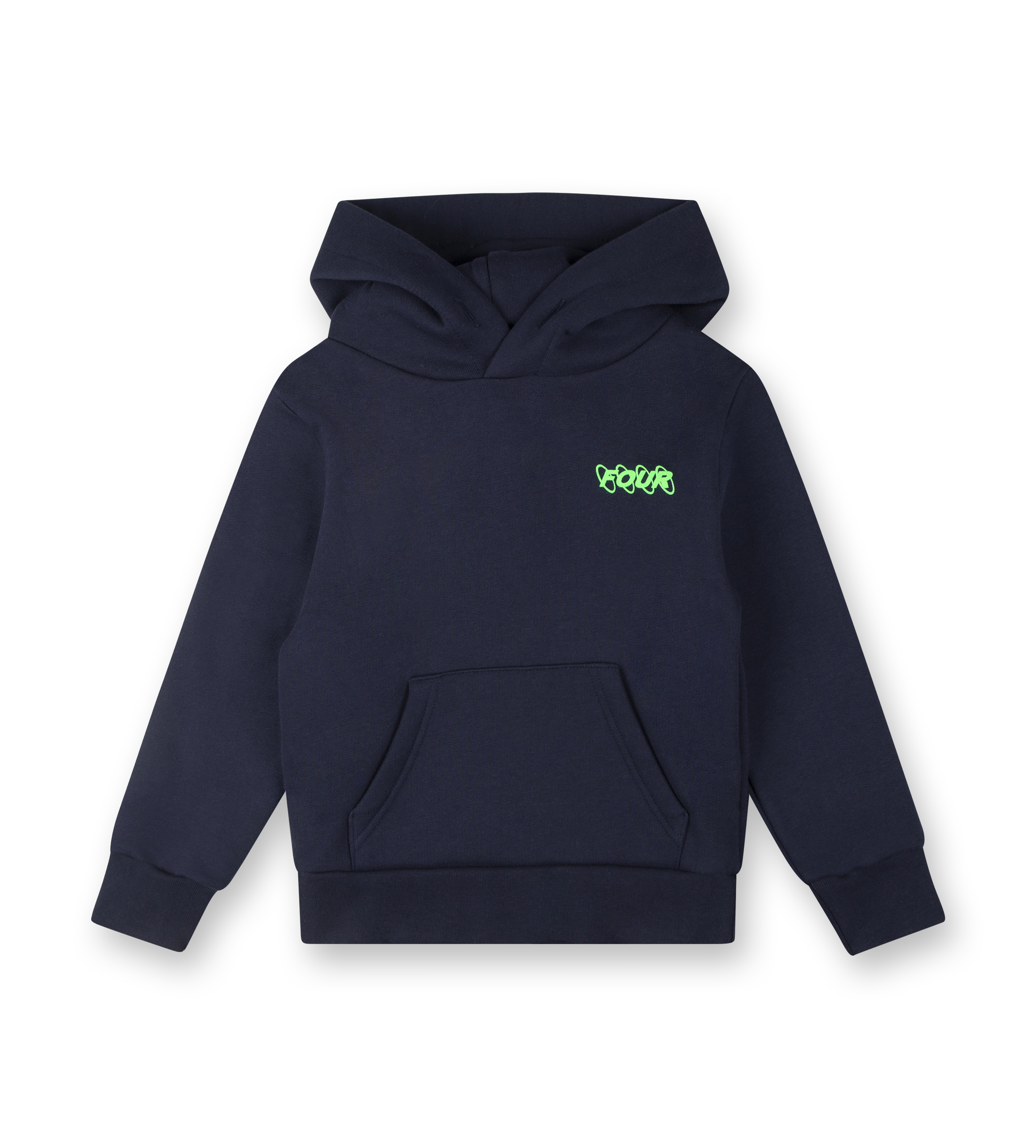 Neon Green Circles Logo Hoodie Marine Blue