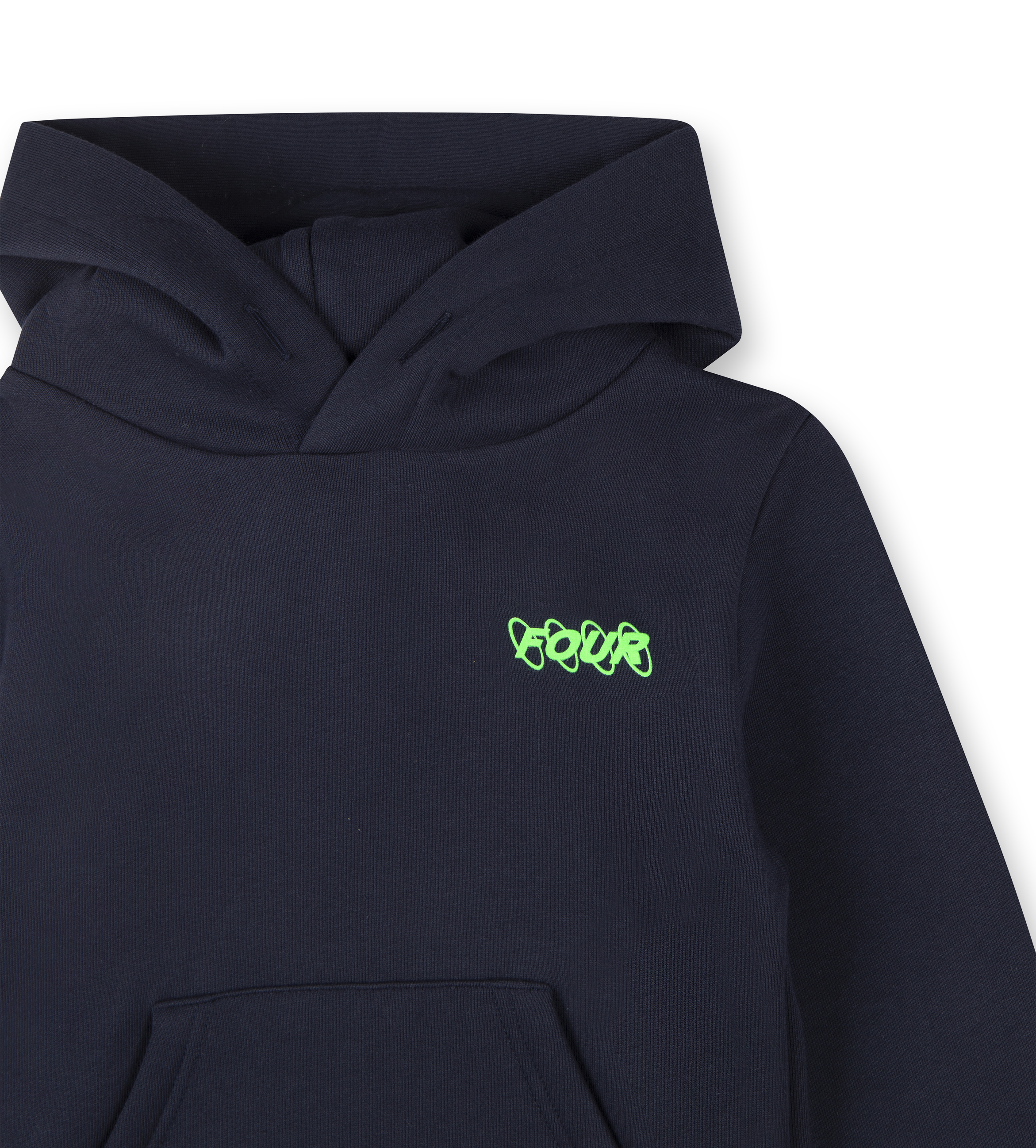 Neon Green Circles Logo Hoodie Marine Blue