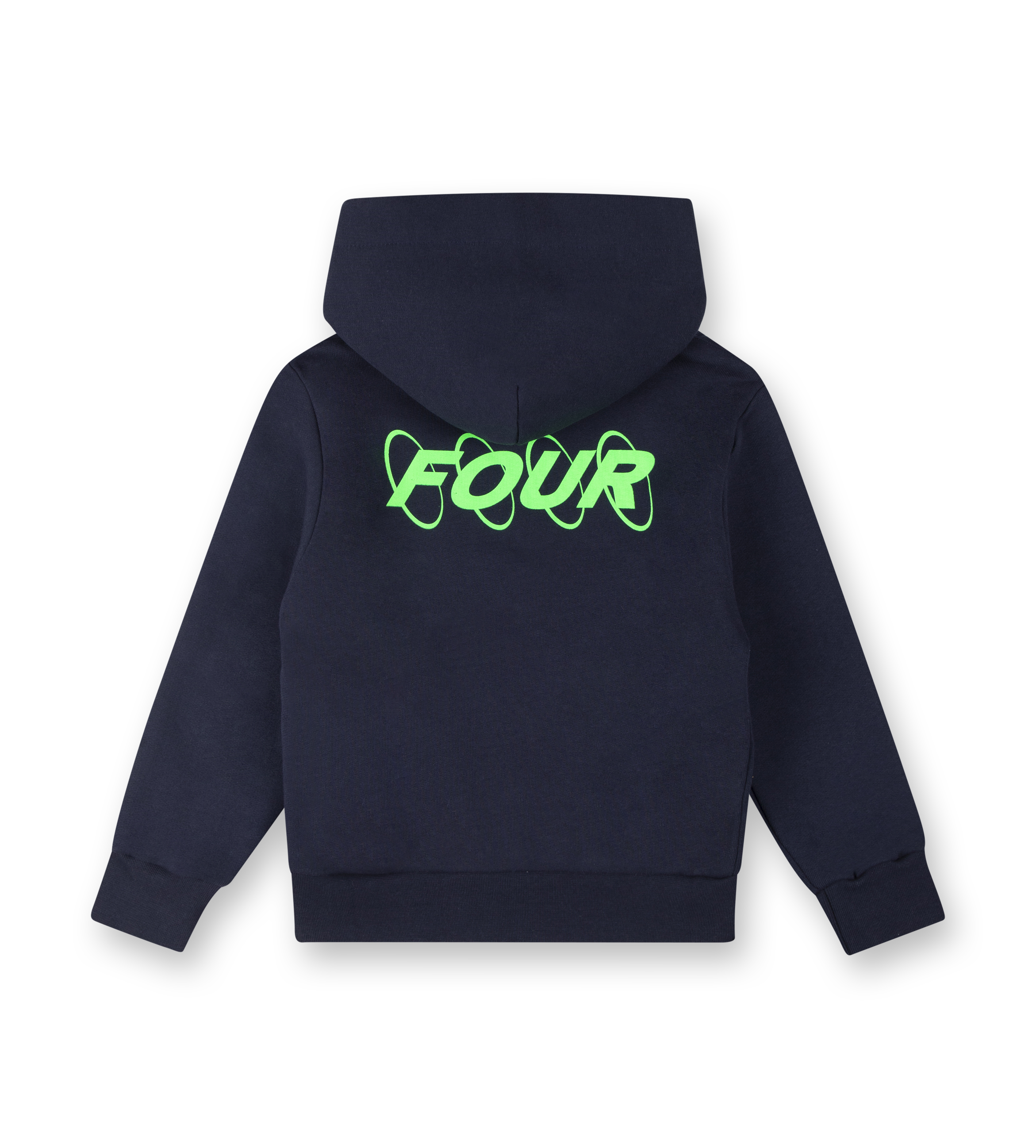 Neon Green Circles Logo Hoodie Marine Blue