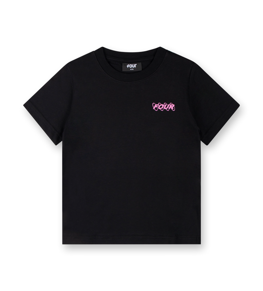 Pink Circles Logo T-shirt Black