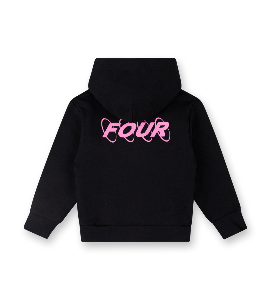 Pink Circles Logo Hoodie Black