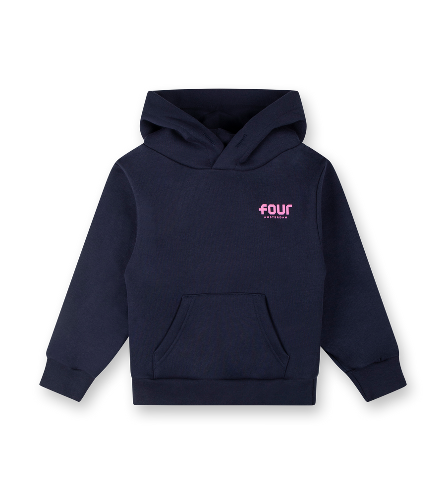 Pink Logo Hoodie Marine Blue