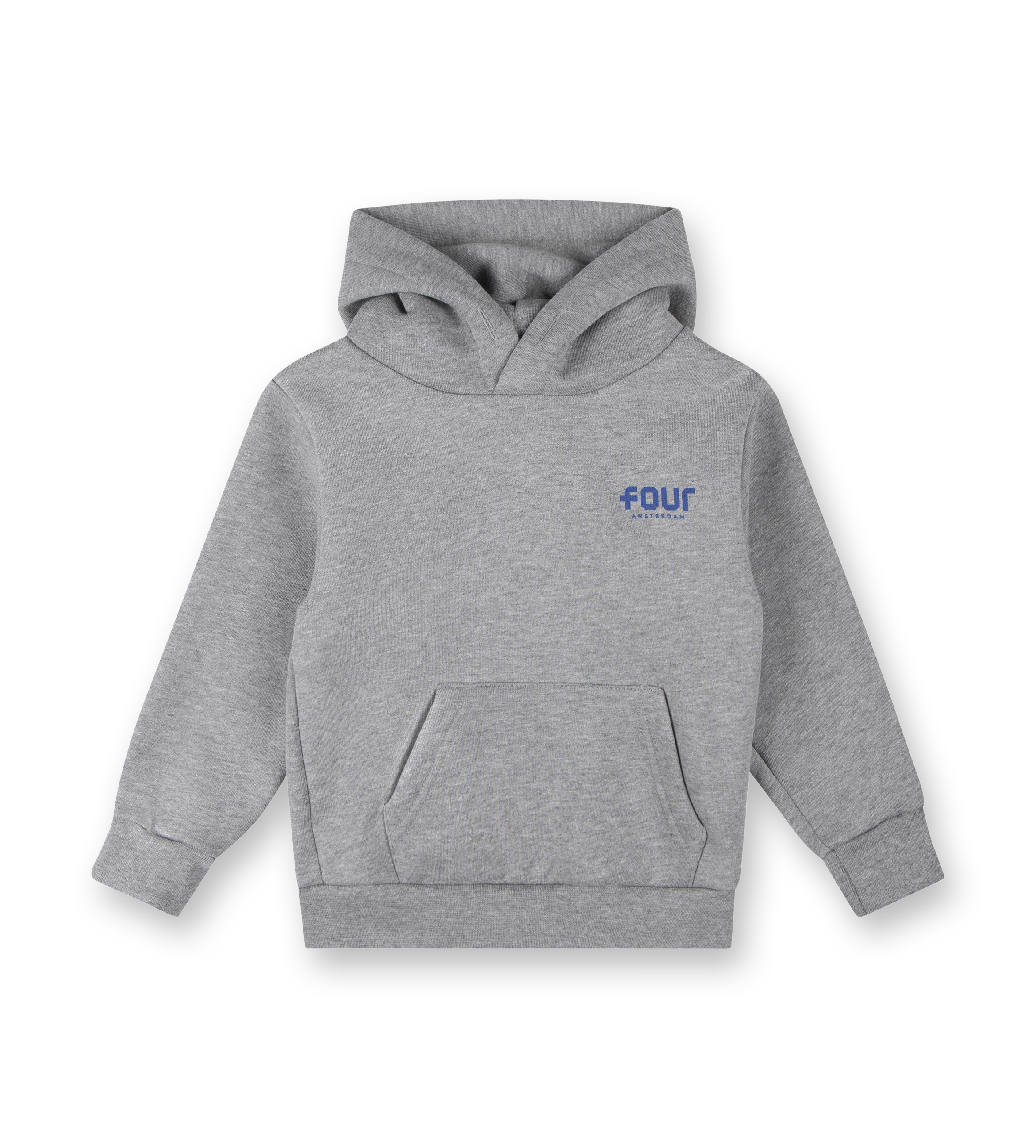 Blue Logo Hoodie Grey Melange