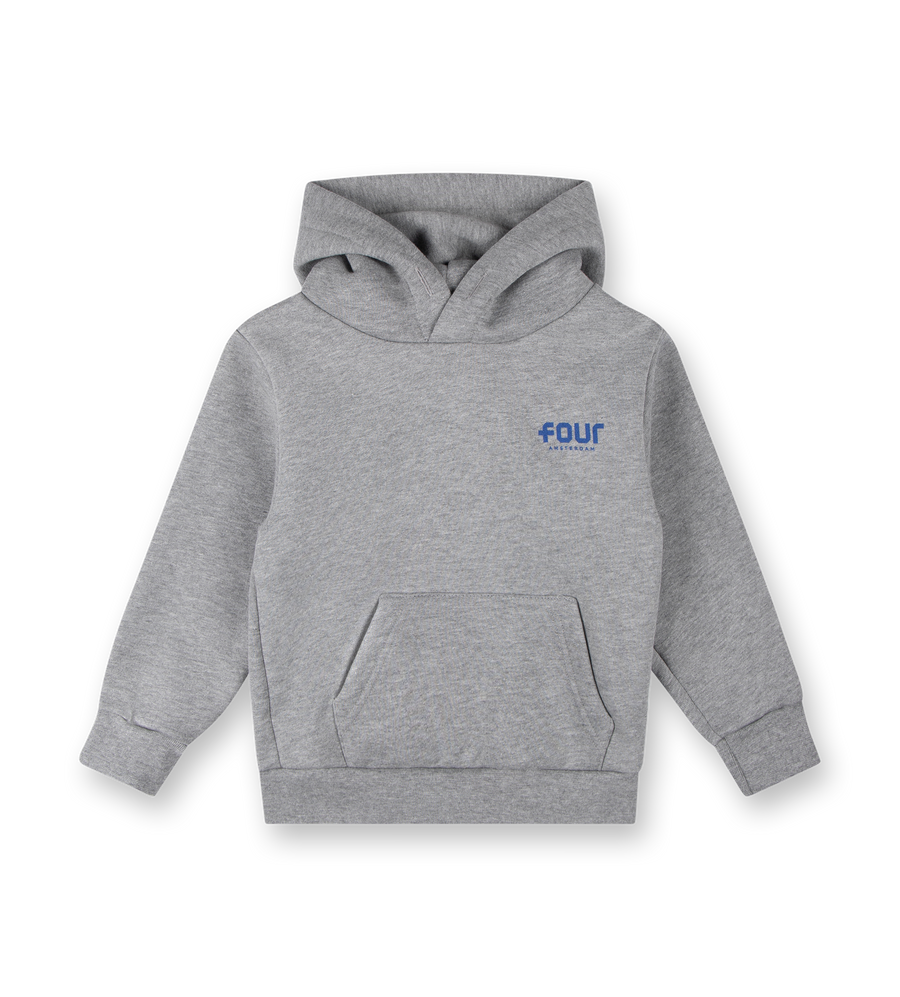 Blue Logo Hoodie Grey Melange