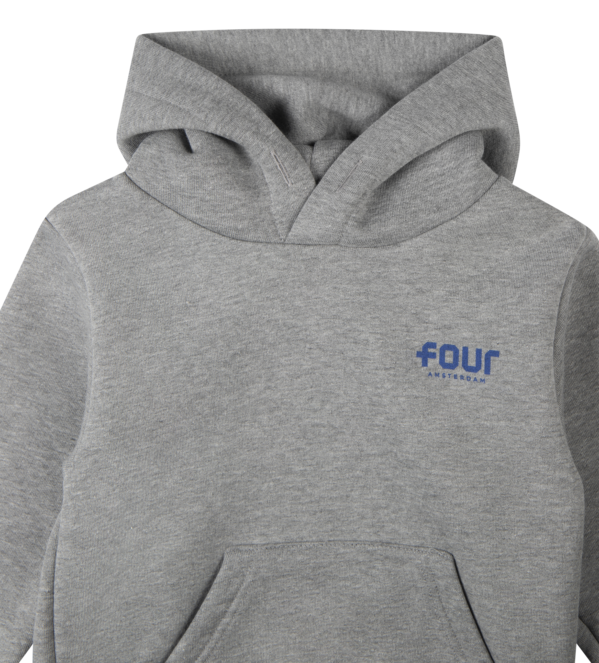 Blue Logo Hoodie Grey Melange