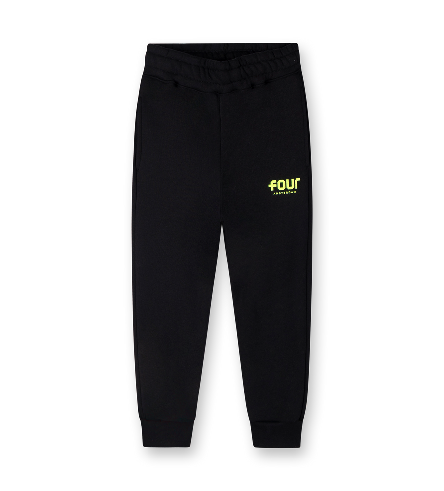 Neon Yellow Logo Sweatpants Black