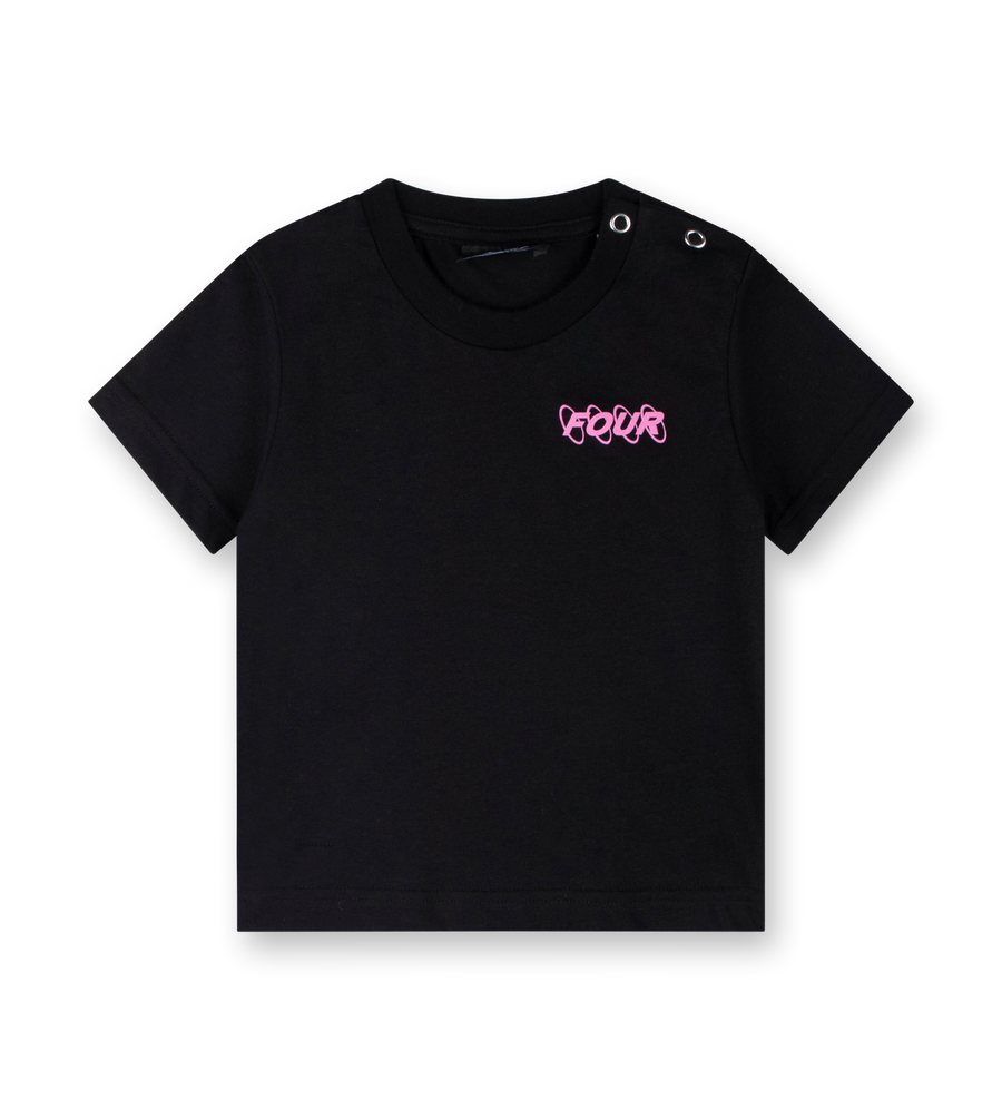 Baby Pink Circles Logo T-shirt Black