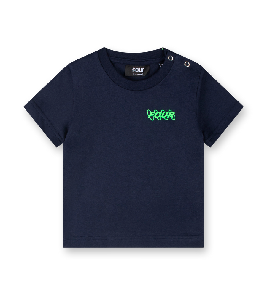 Baby Neon Green Circles Logo T-shirt Marine Blue