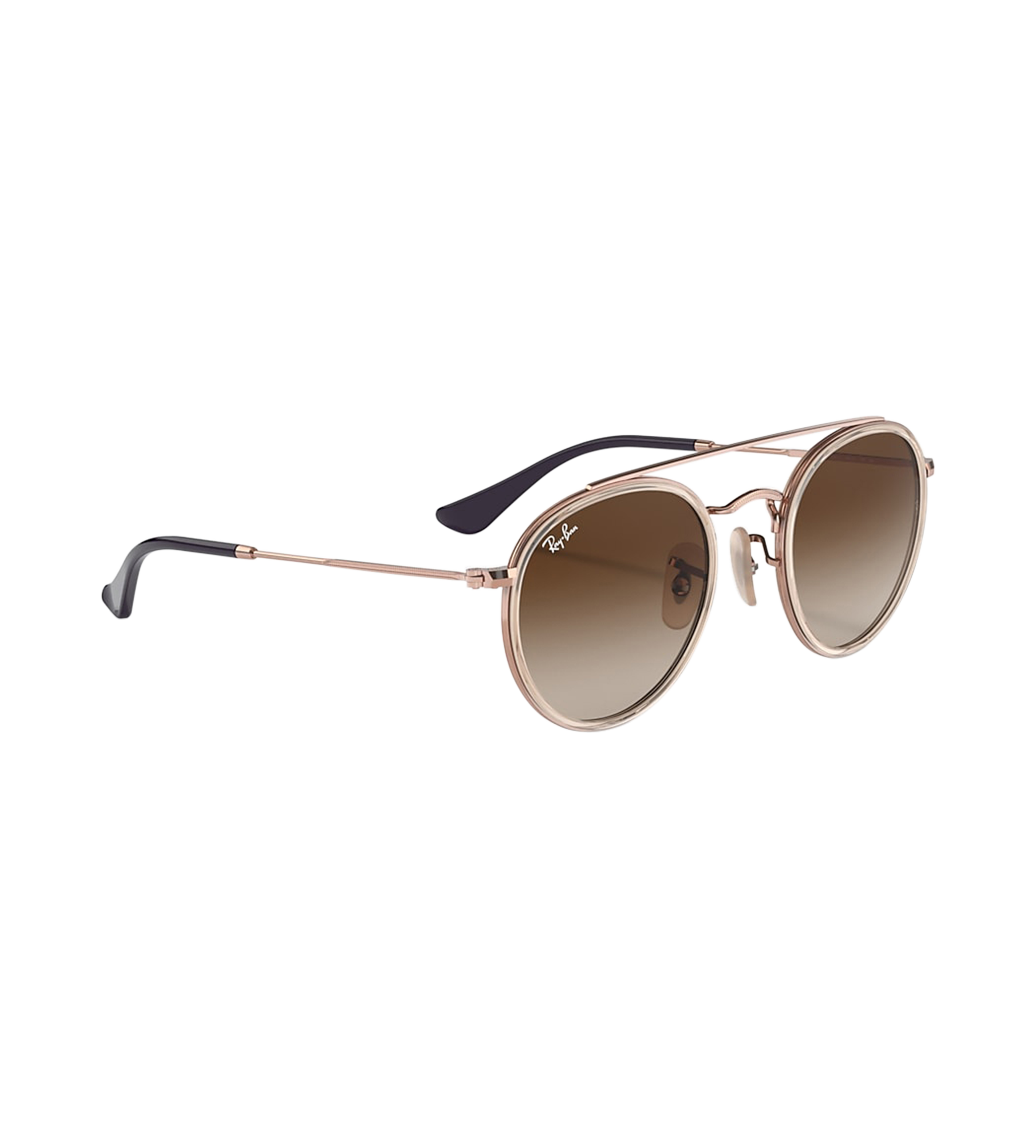 Round Double Bridge Sunglasses Rosegold