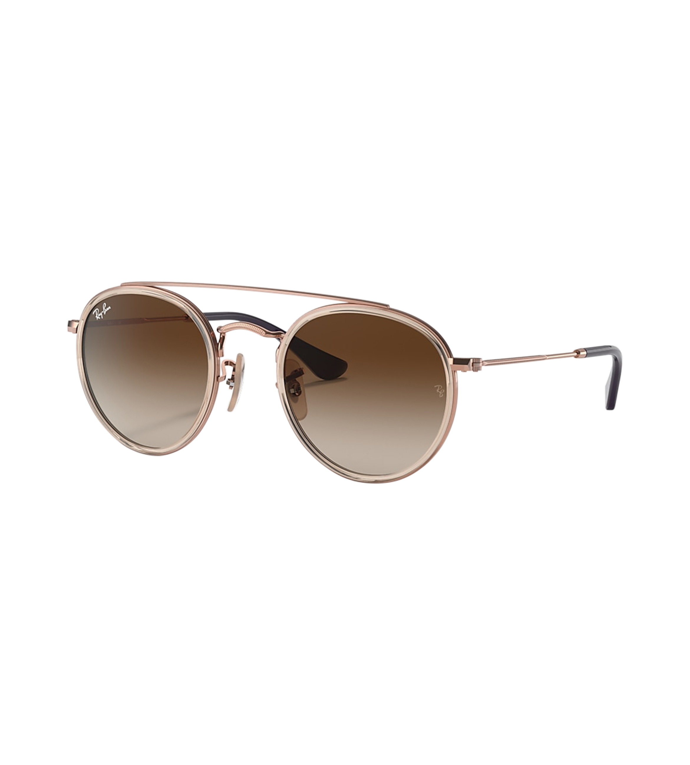 Round Double Bridge Sunglasses Rosegold