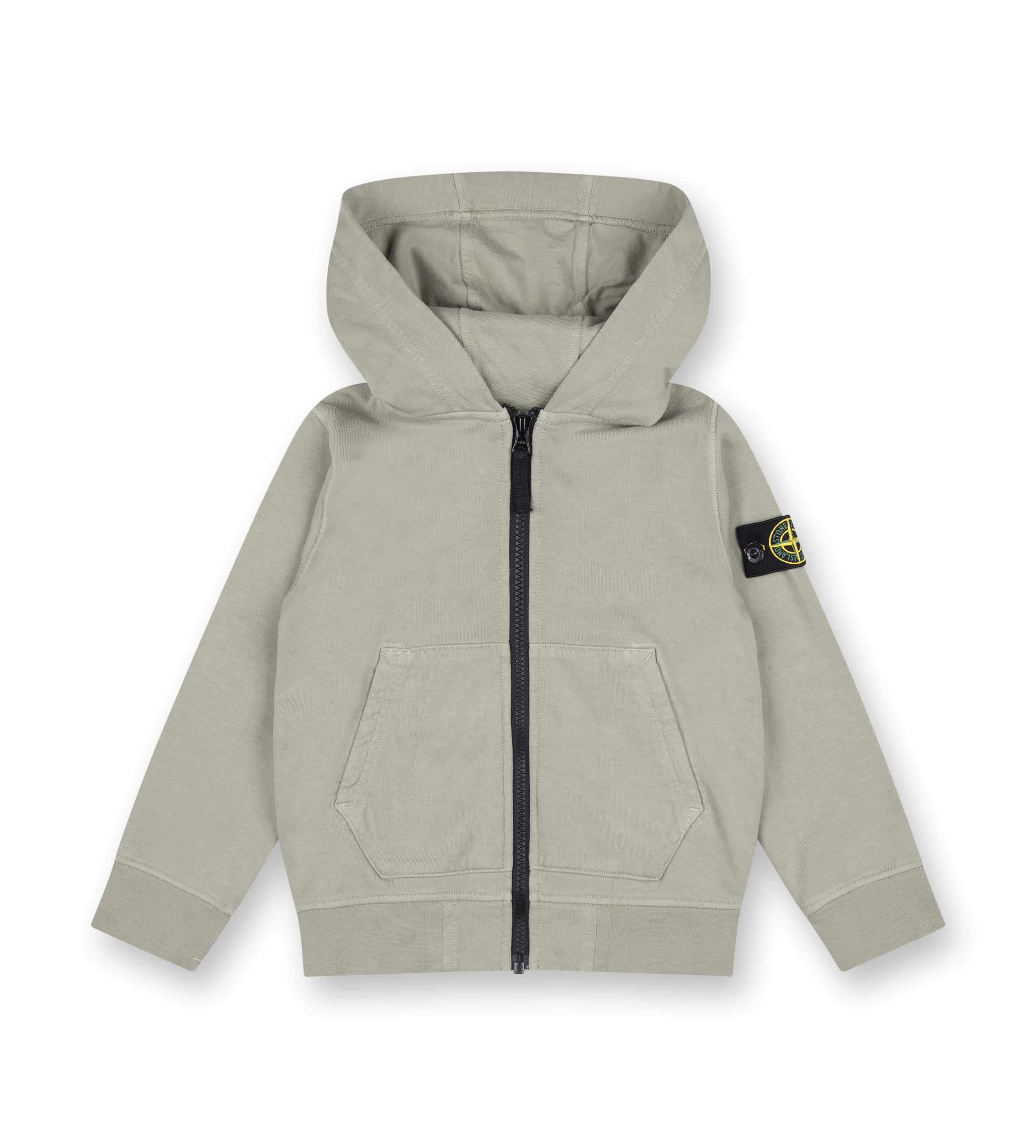 Compass-badge Zip-up Hoodie Sand