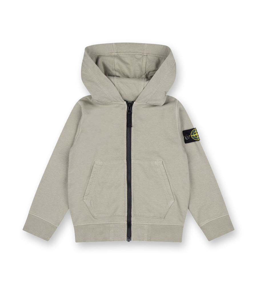 Compass-badge Zip-up Hoodie Sand