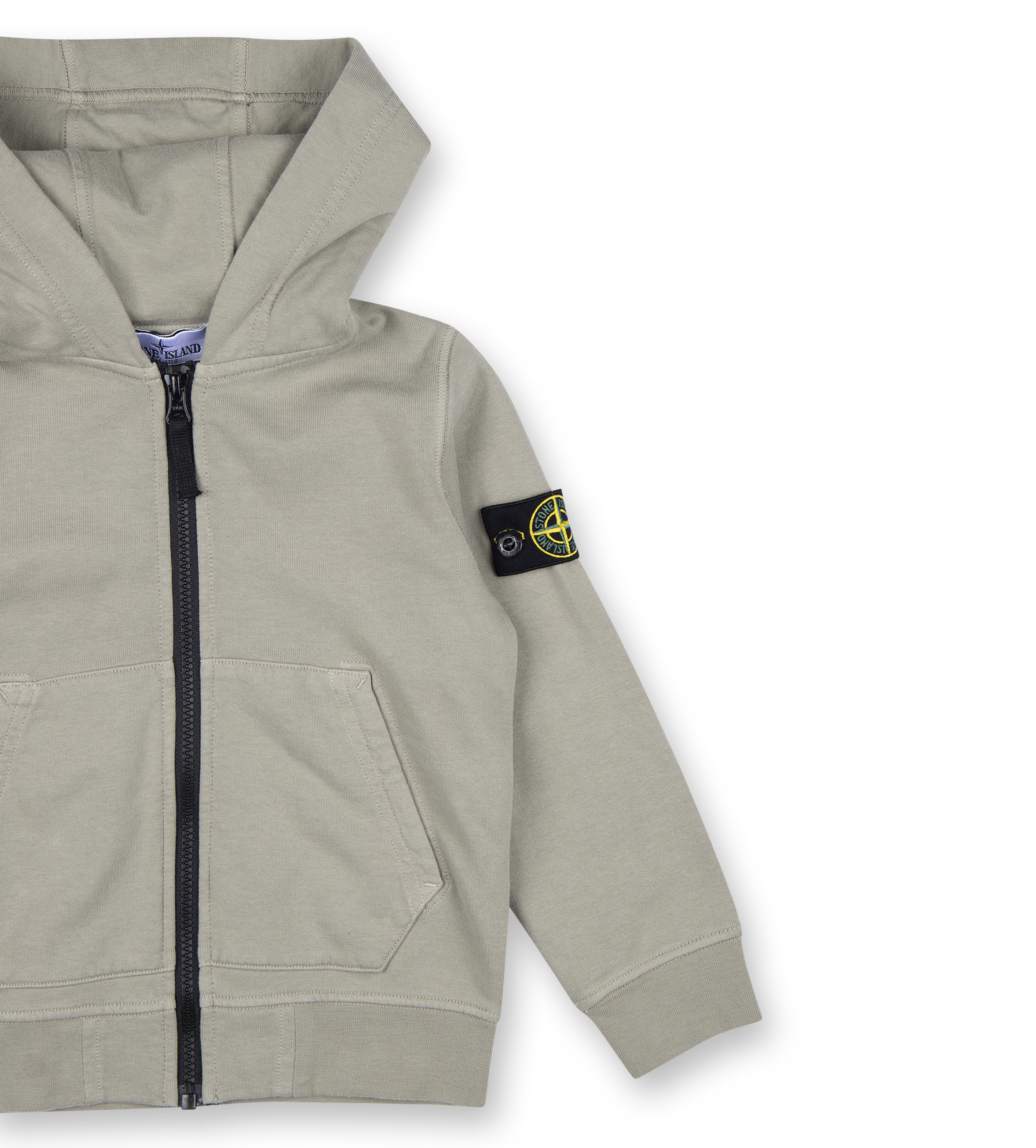 Compass-badge Zip-up Hoodie Sand