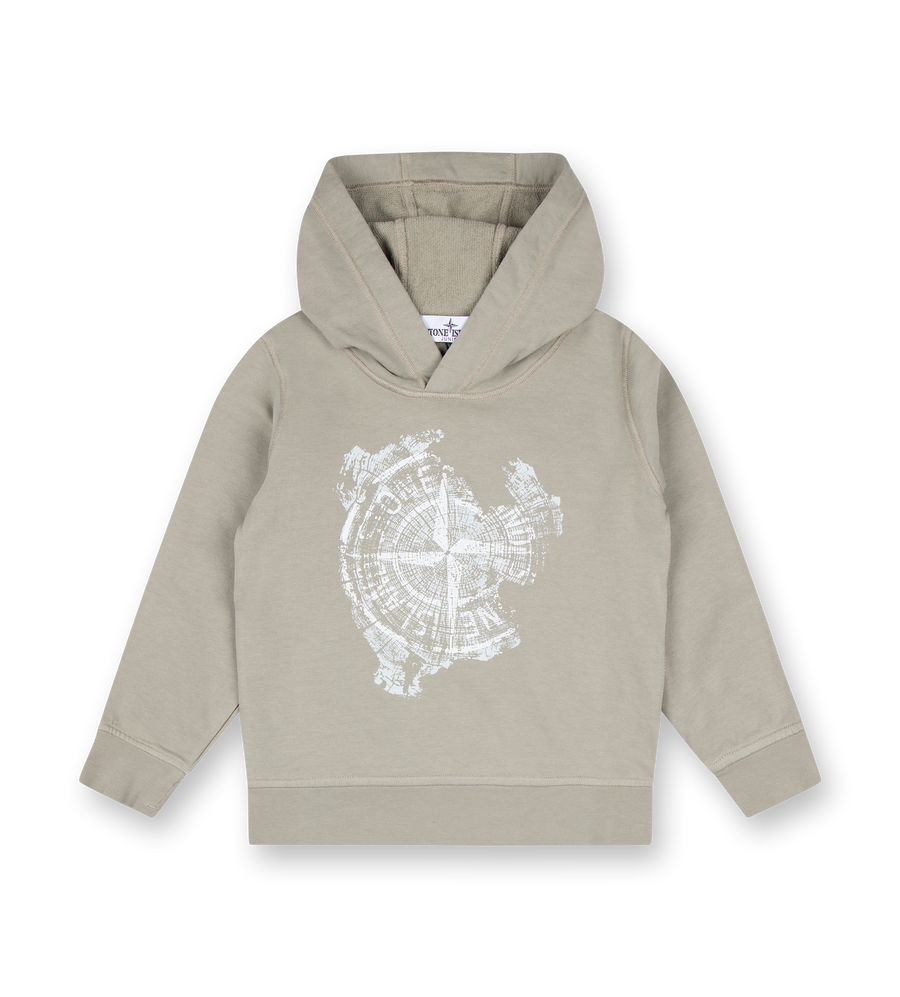 Compass-print Hoodie Sage Green