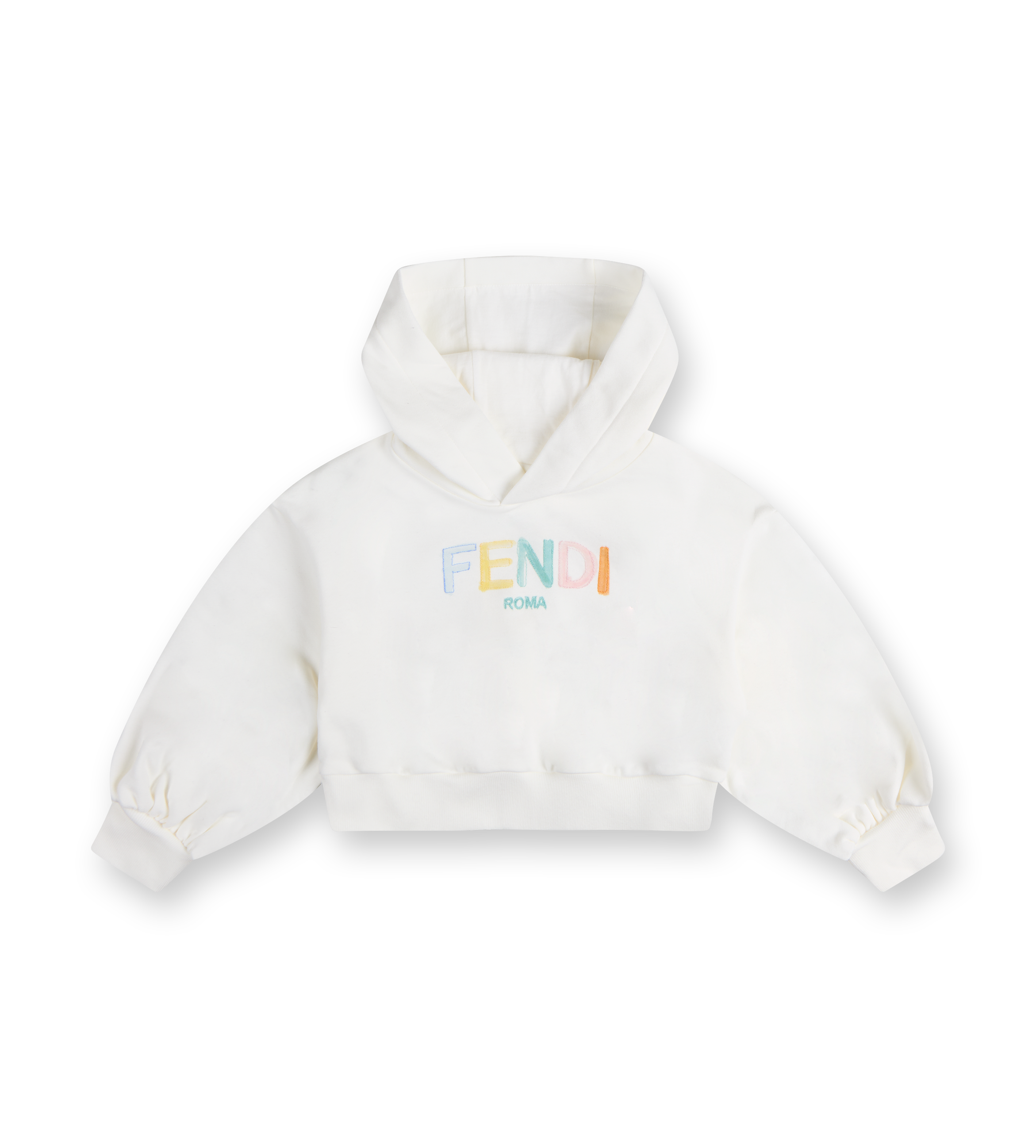 Jersey-fleece Cropped Hoodie Gesso