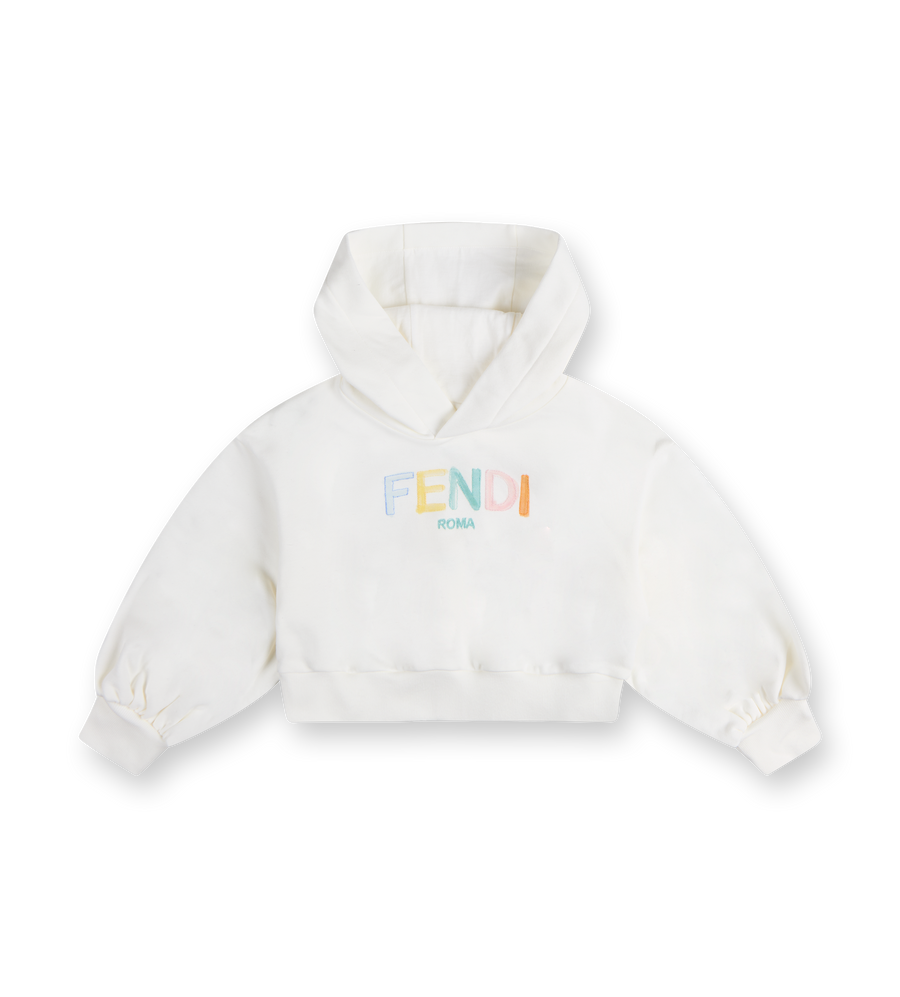 Jersey-fleece Cropped Hoodie Gesso