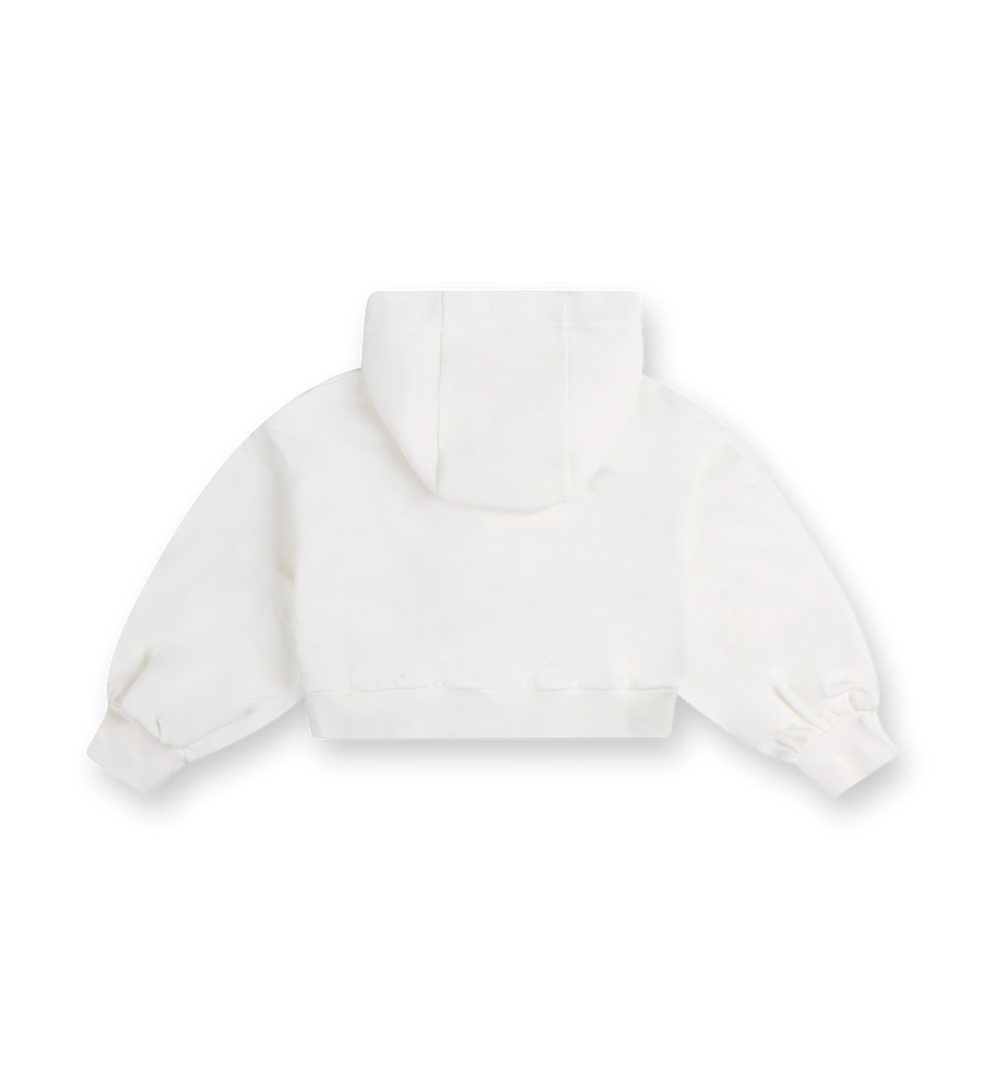 Jersey-fleece Cropped Hoodie Gesso