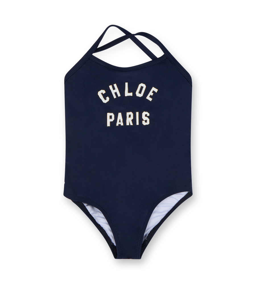 Logo-print Swimsuit Navy Blue