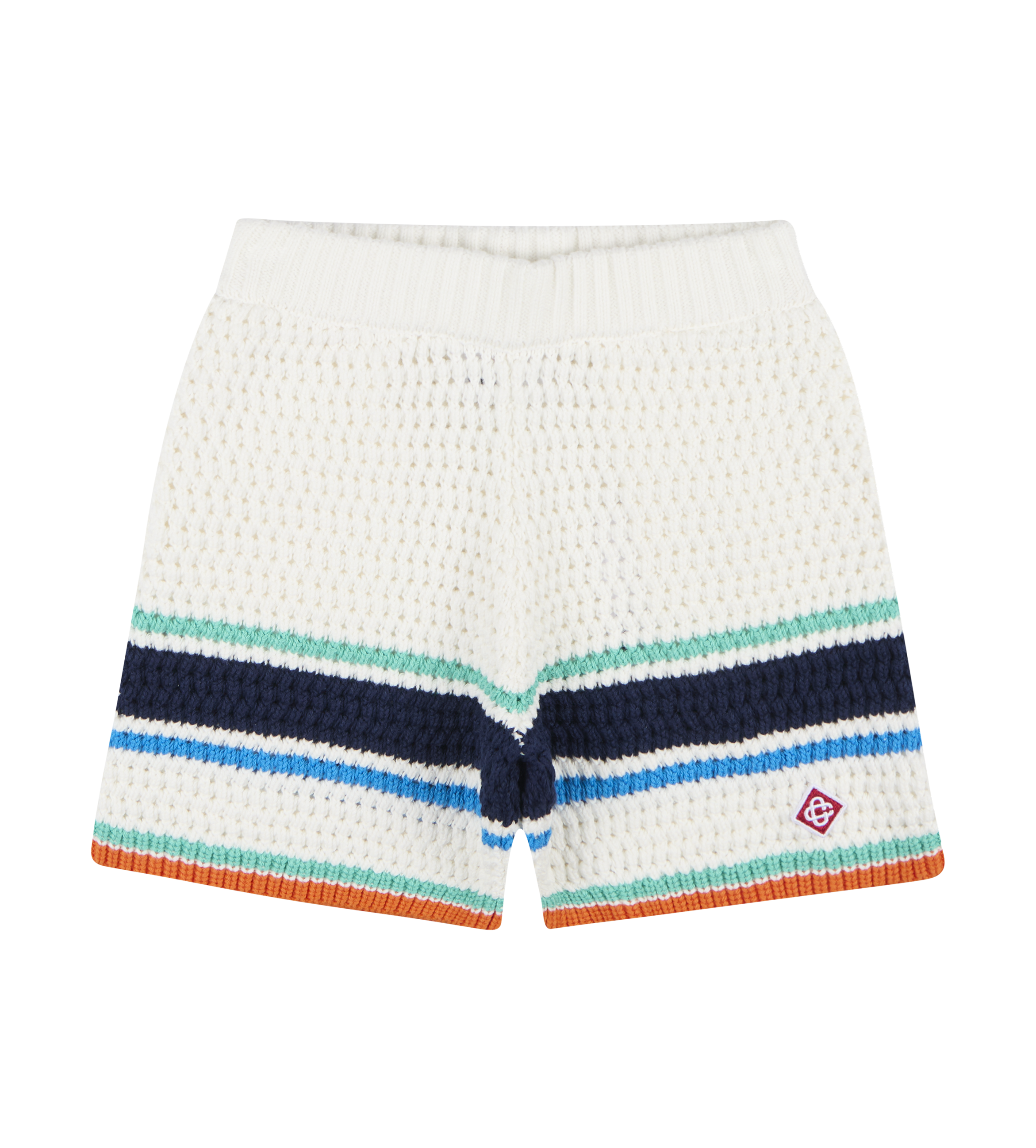 Tennis Stripe Crochet Shorts White