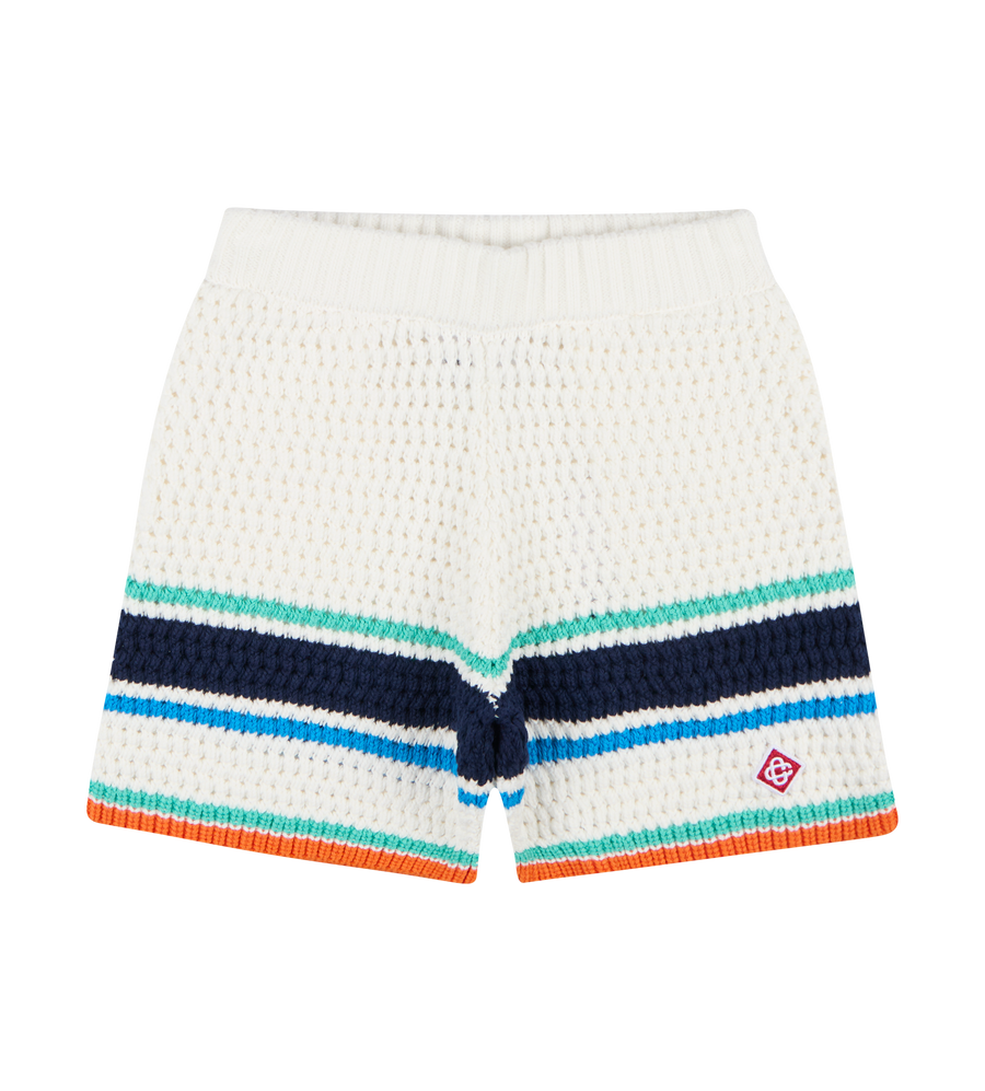 Tennis Stripe Crochet Shorts White