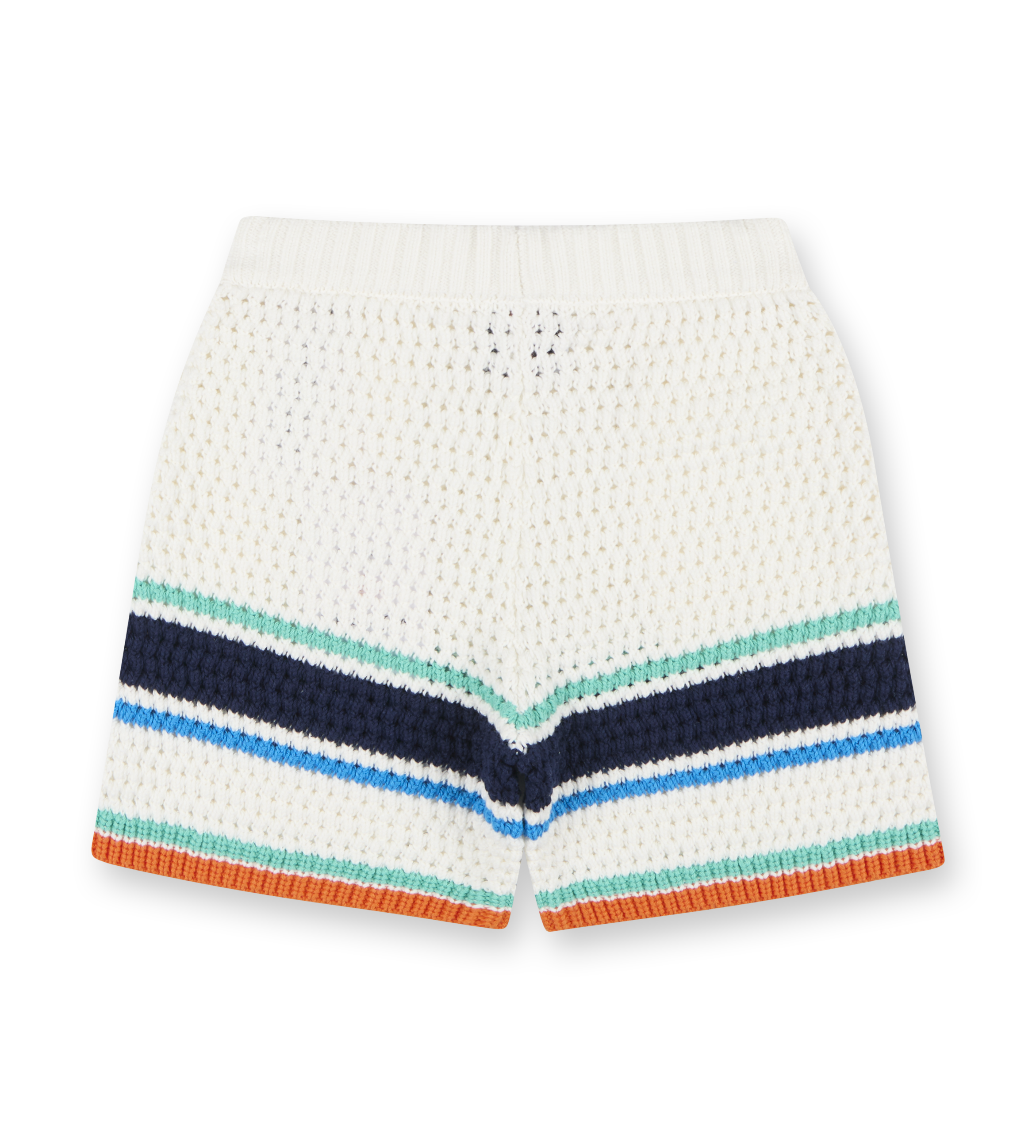 Tennis Stripe Crochet Shorts White