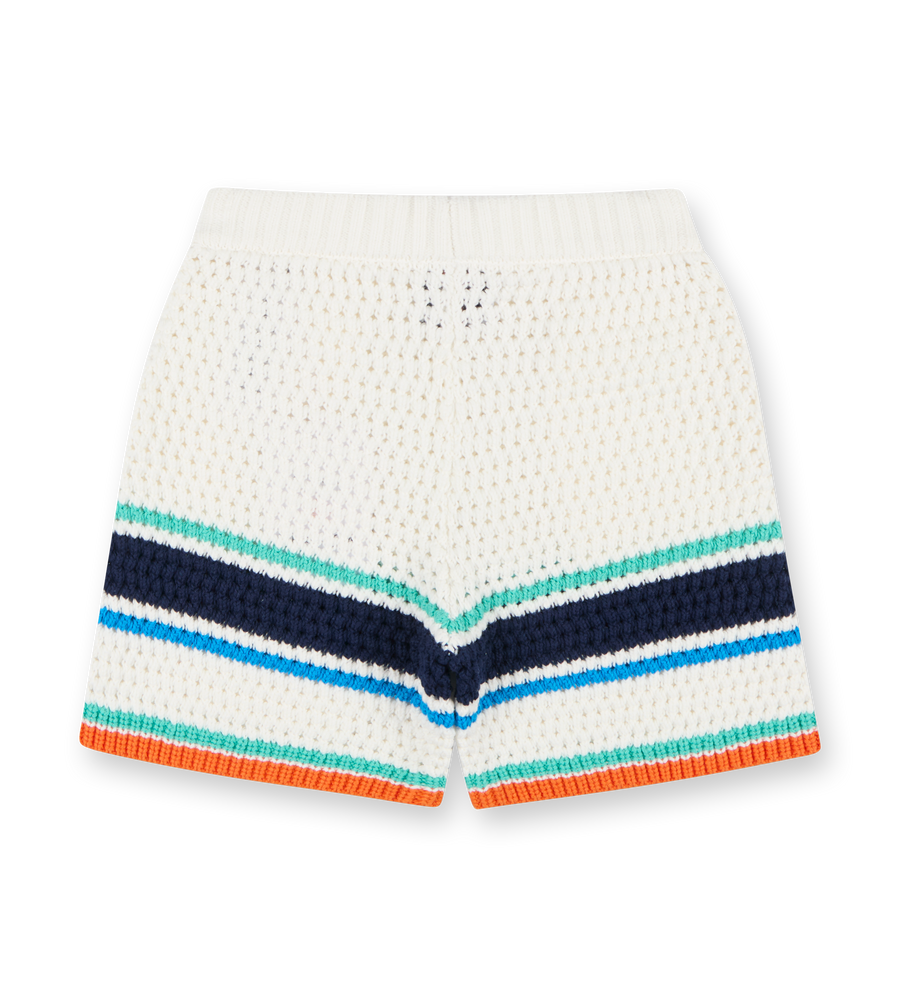 Tennis Stripe Crochet Shorts White