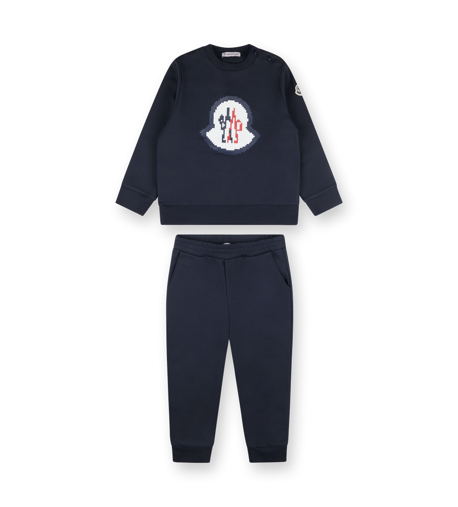 Pixel Logo Cotton Tracksuit Set Night Blue