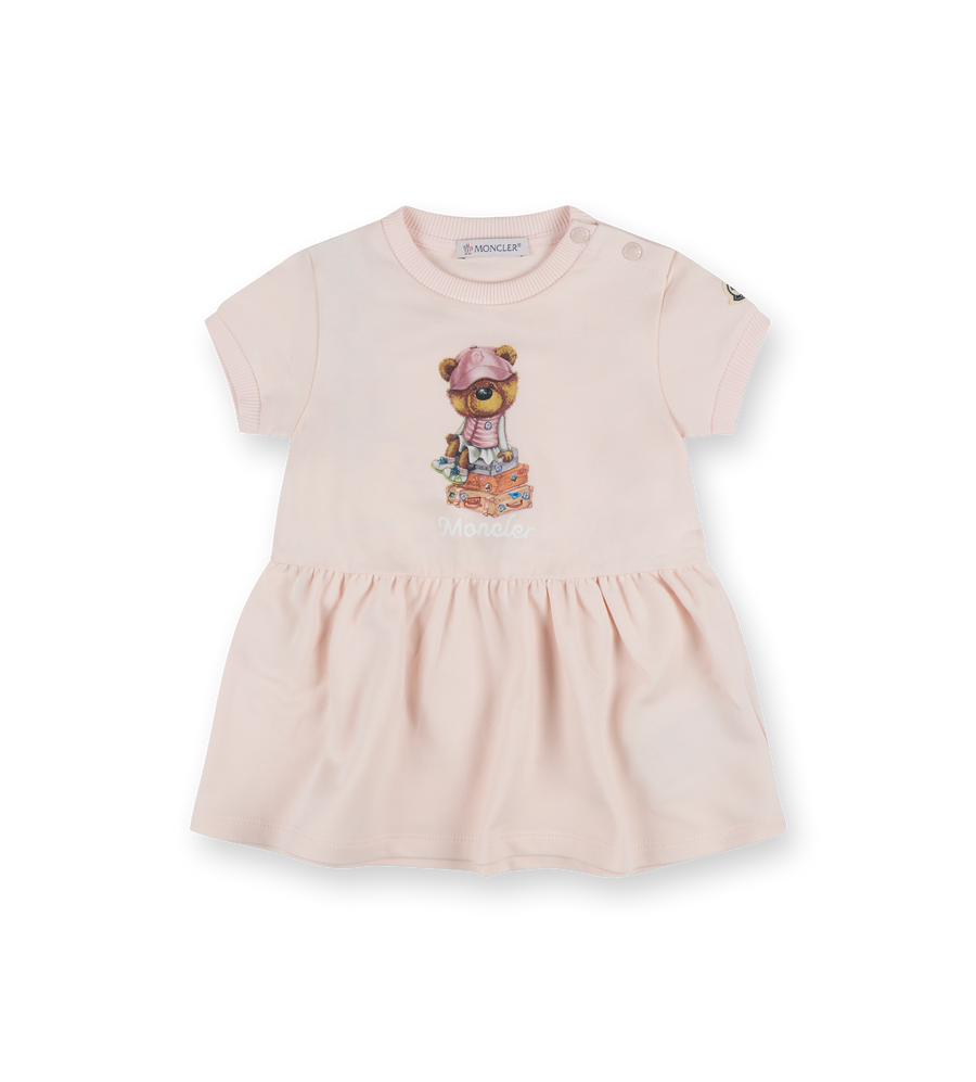 Teddy Bear Motif Dress Light Pink