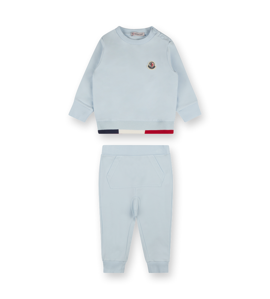 Tricolor-Trimmed Tracksuit Set Light Blue