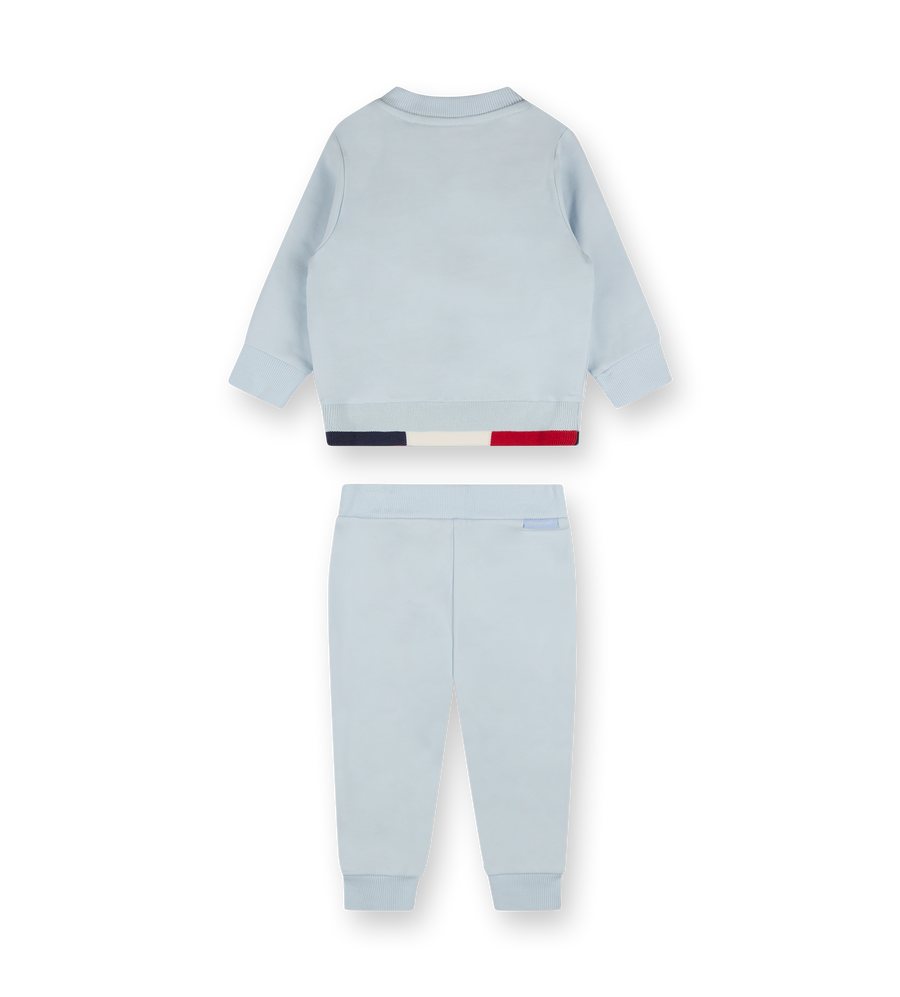 Tricolor-Trimmed Tracksuit Set Light Blue