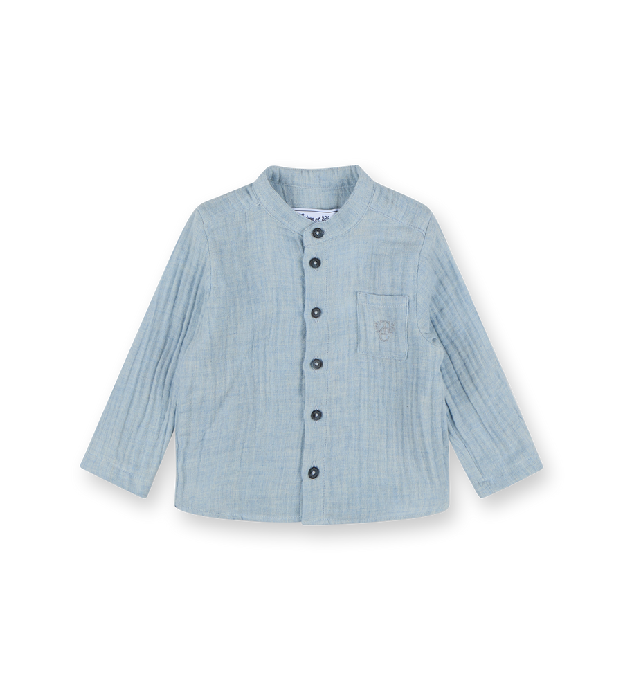 Mesh Shirt with Mao Collar Bleu Lave