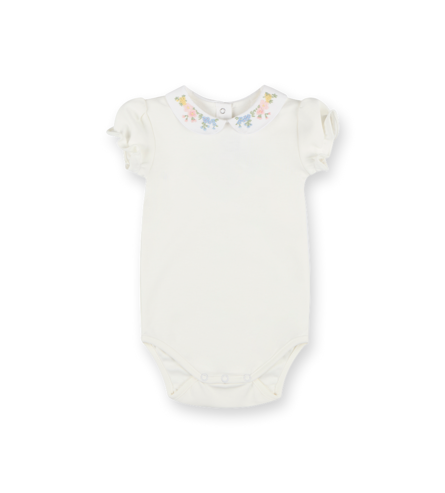 Flower Embroidered Body White