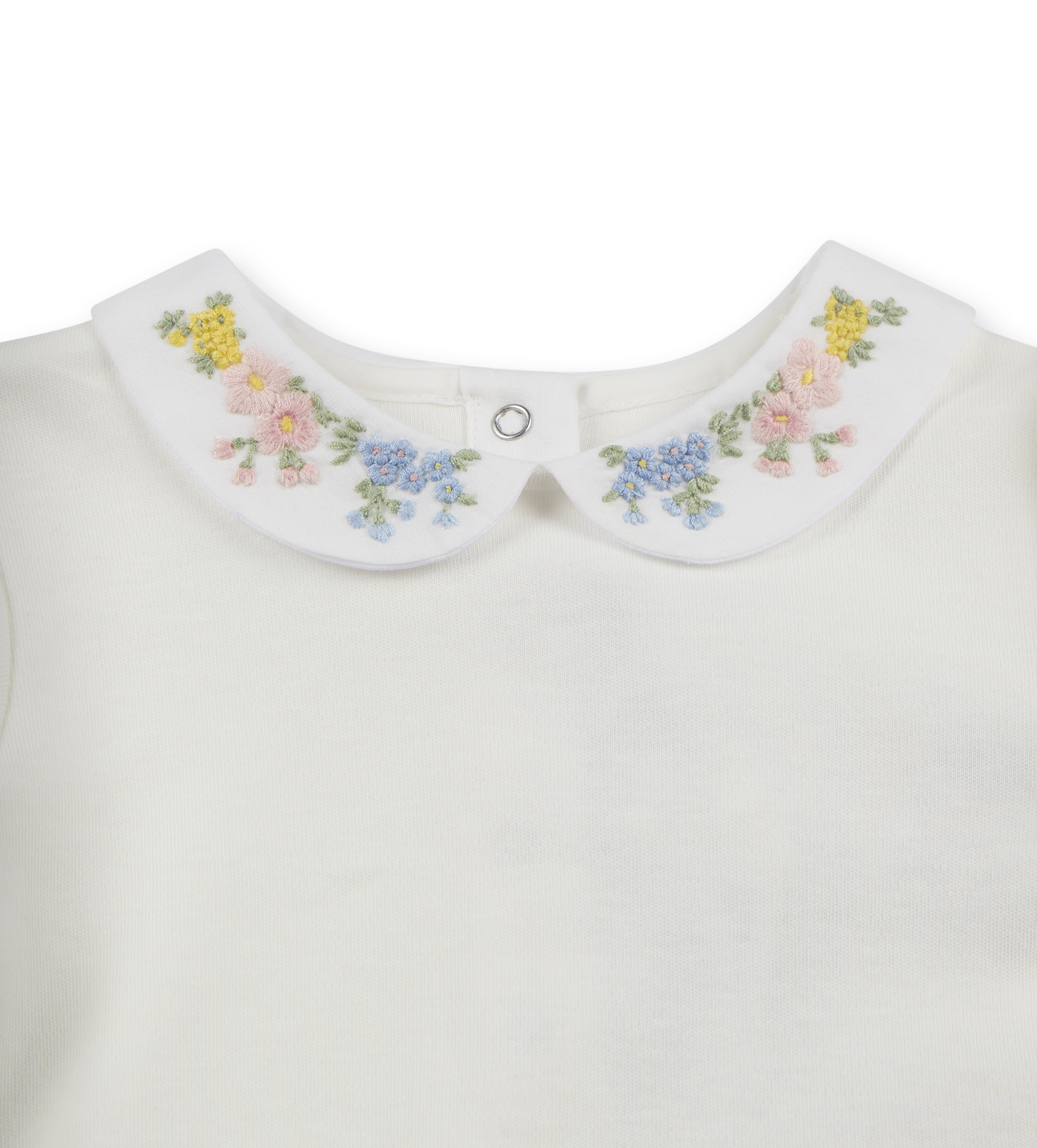 Flower Embroidered Body White