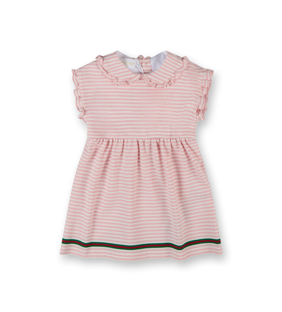 Embroidered Dress White/Pink