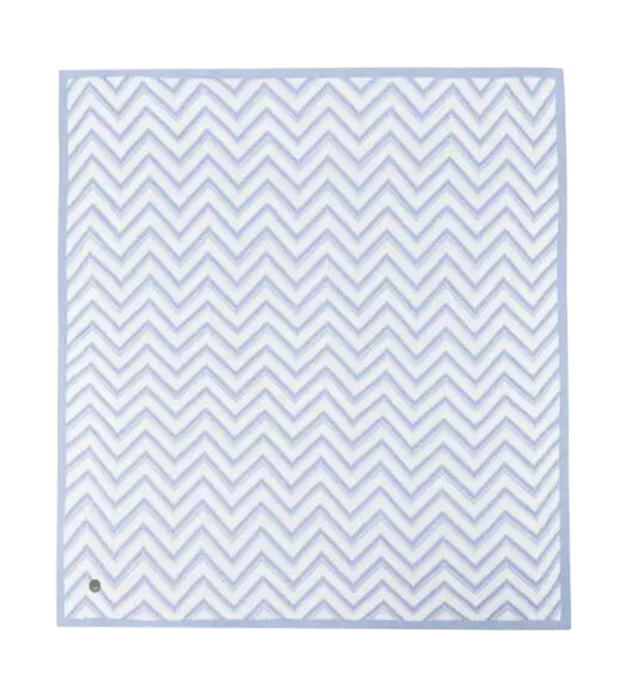 Zigzag-Print Square Blanket Blue