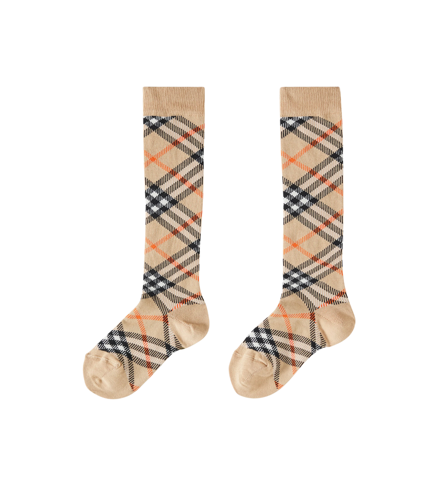 Check Cotton Blend Socks Sand