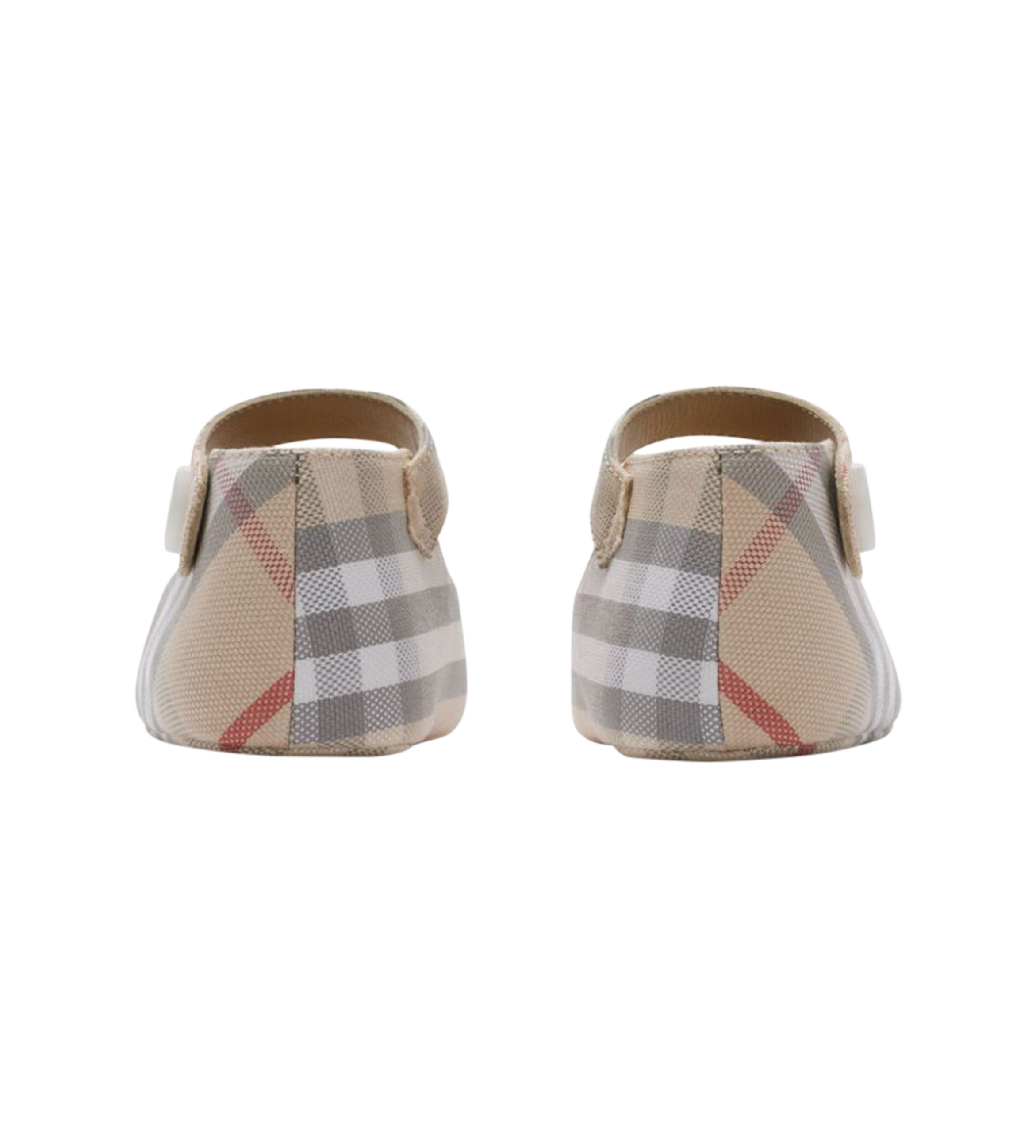 Check Cotton Mary Jane Flats Pale Stone