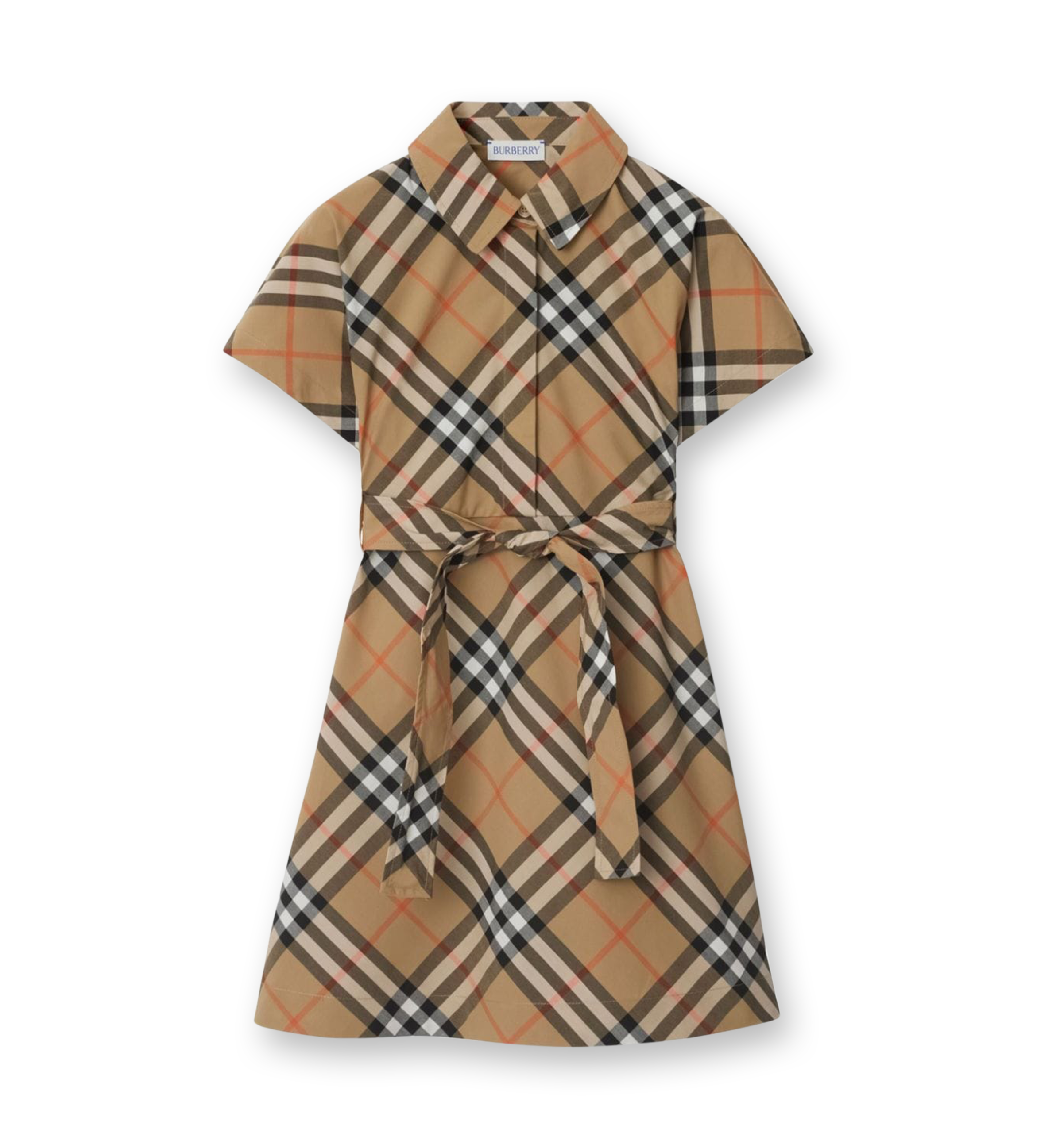 Check Cotton Shirt Dress Sand