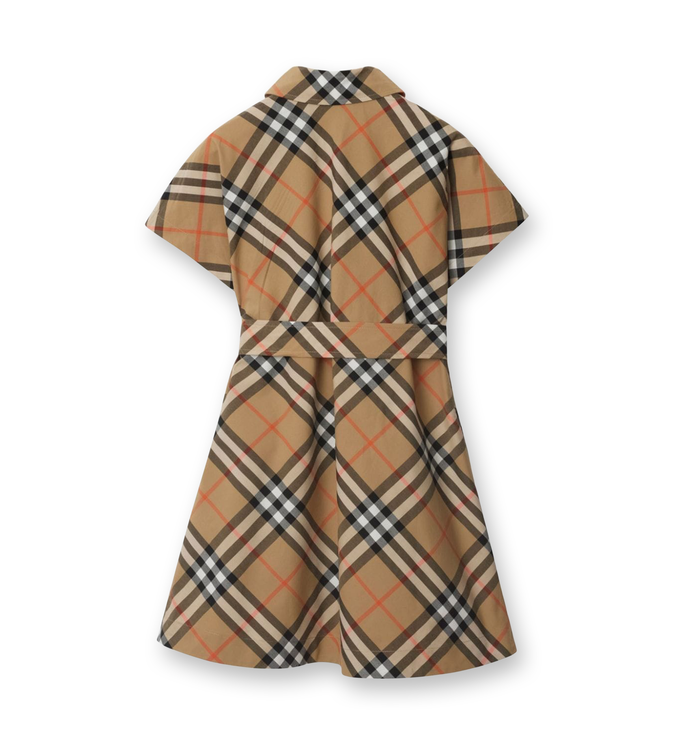 Check Cotton Shirt Dress Sand