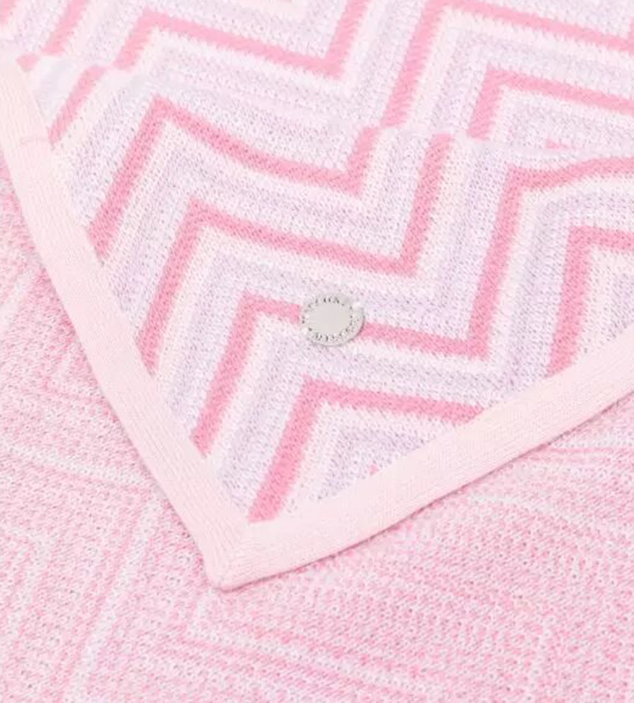 Zigzag Print Square Blanket Pink