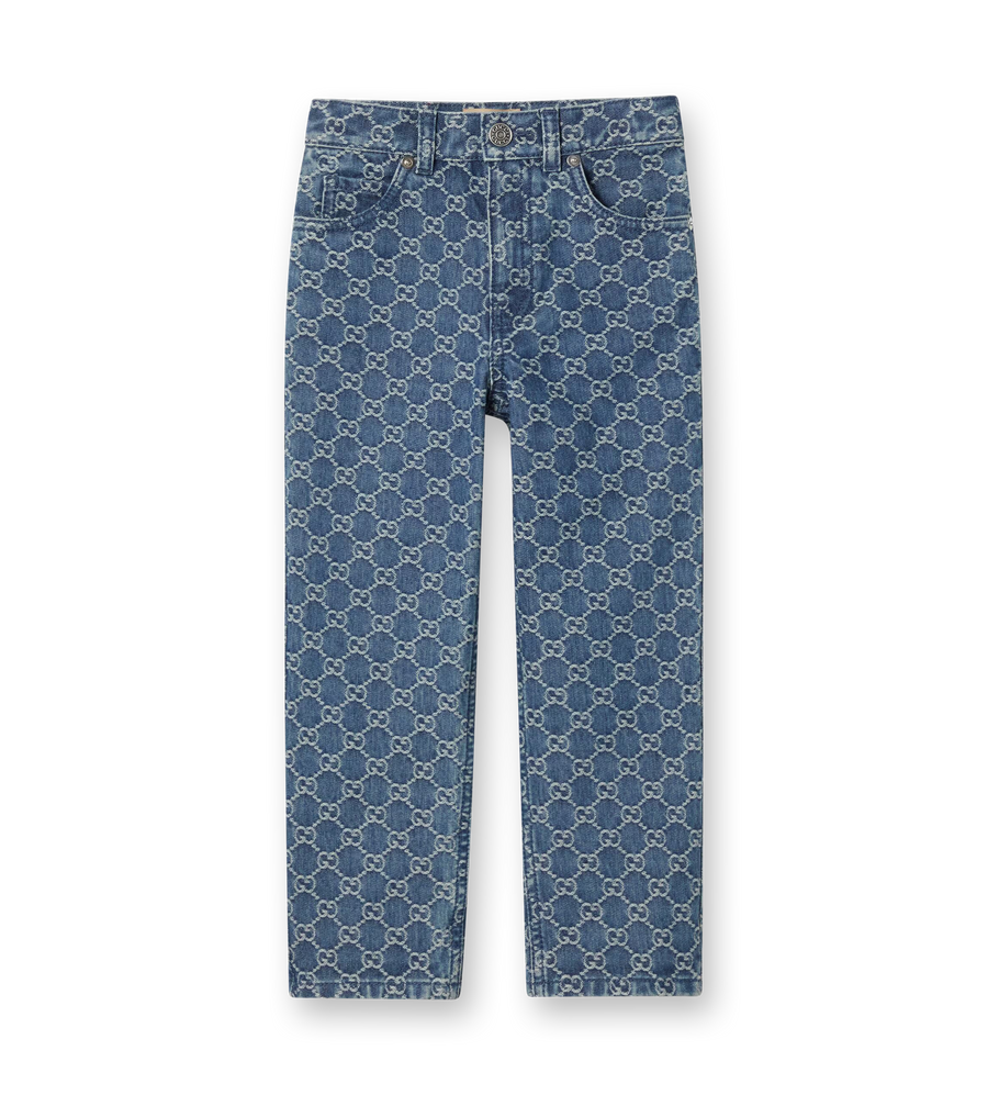 GG Denim Jacquard Pants Blue