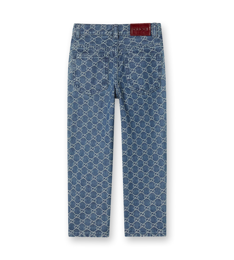 GG Denim Jacquard Pants Blue