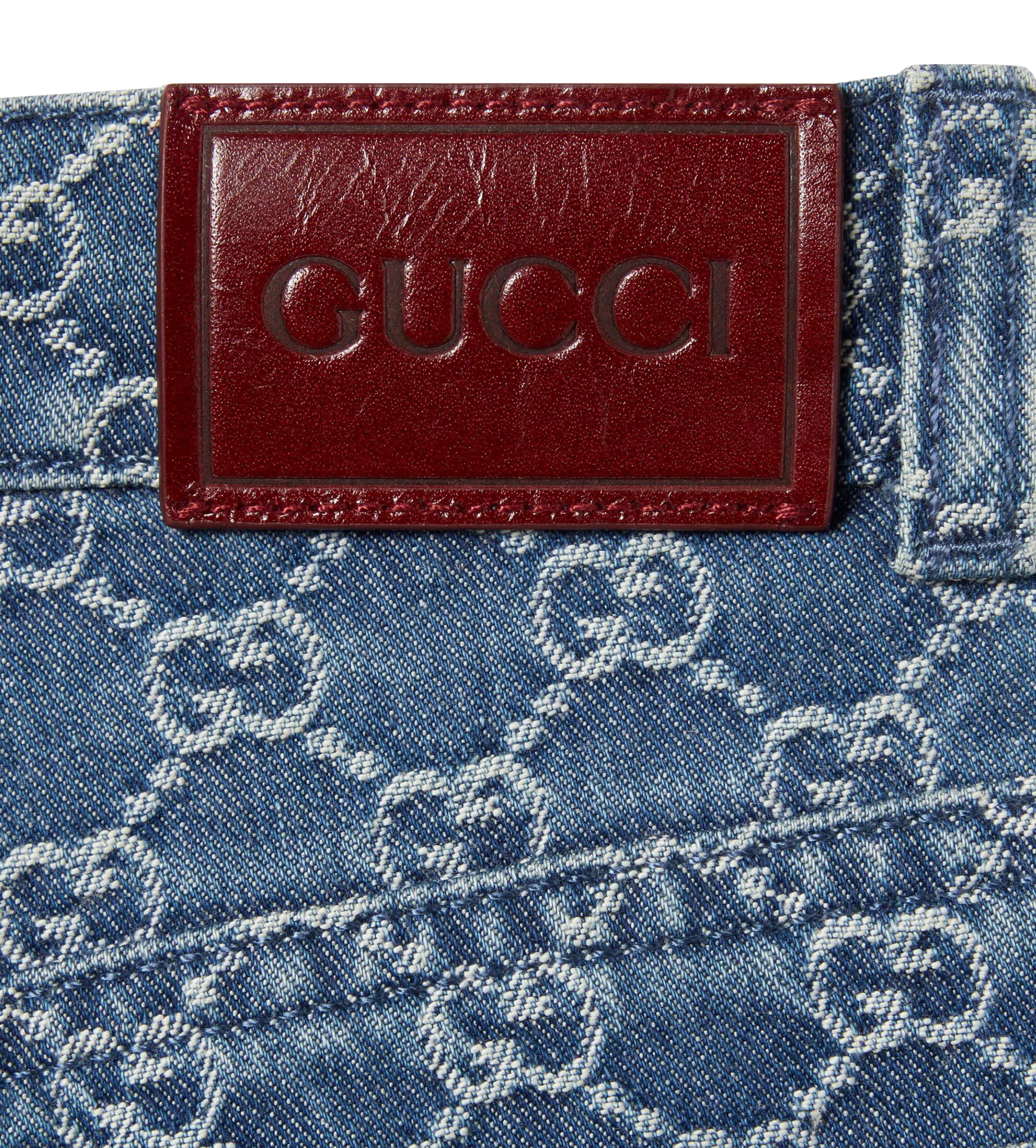 GG Denim Jacquard Pants Blue