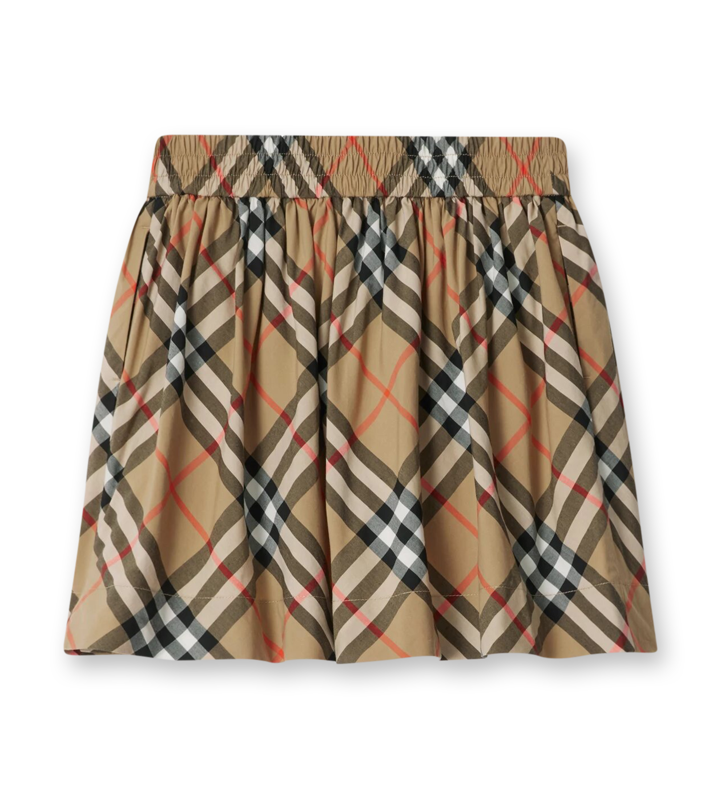 Check Cotton Skirt Sand