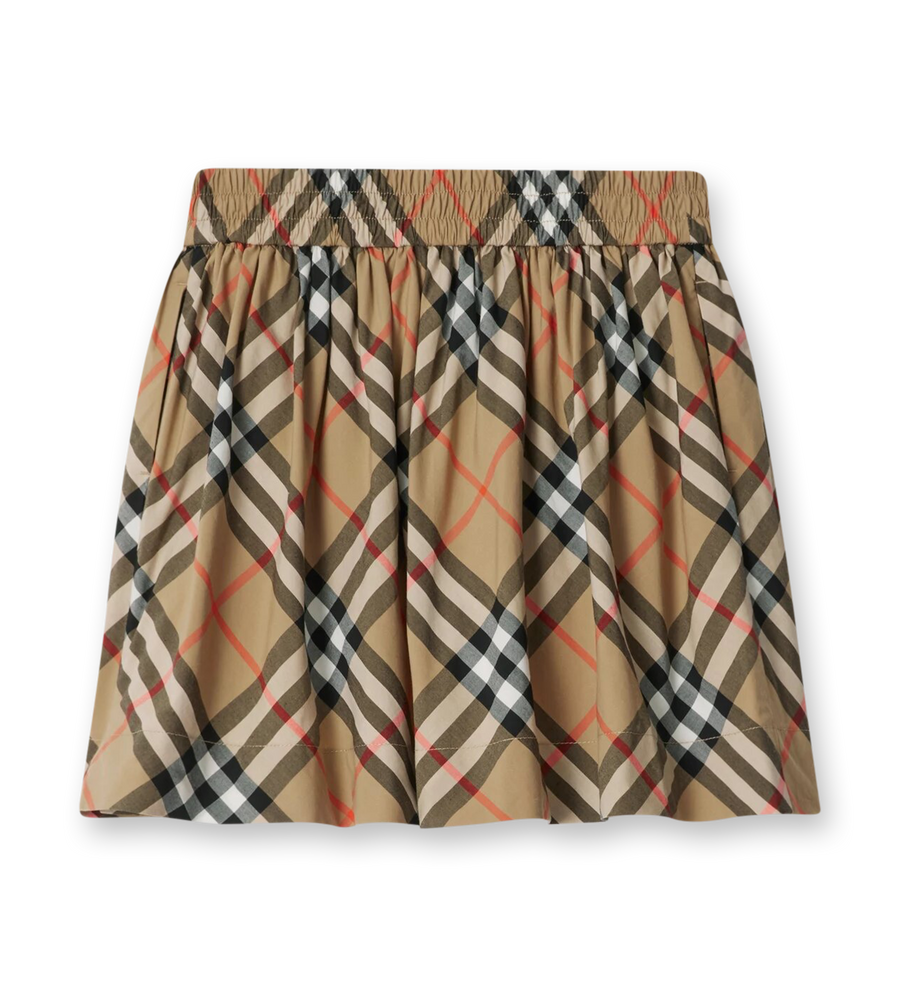 Check Cotton Skirt Sand